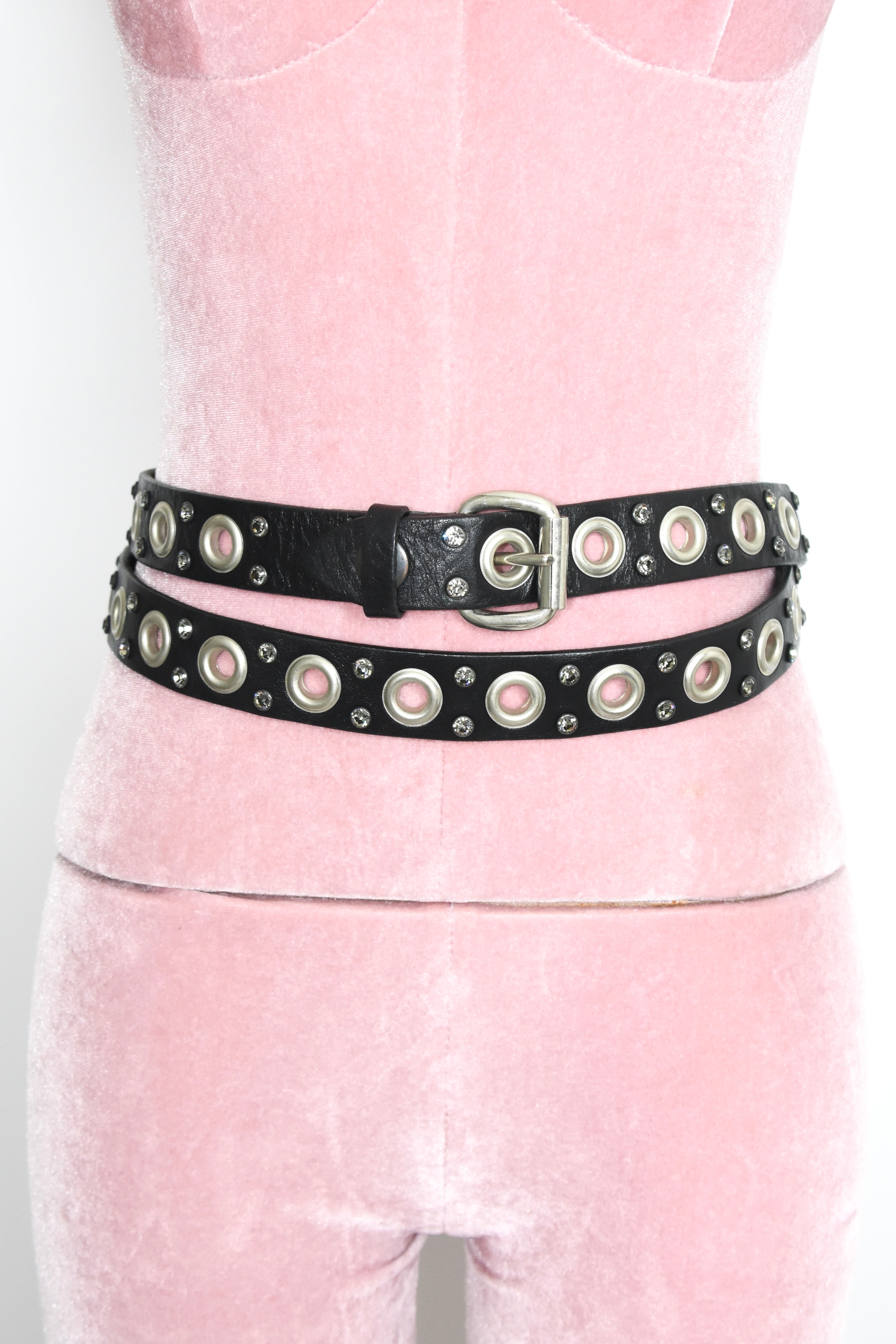 Vivienne Westwood Crystal Stud Double Wrap Leather Belt – Rare Vintage Punk Archive Piece