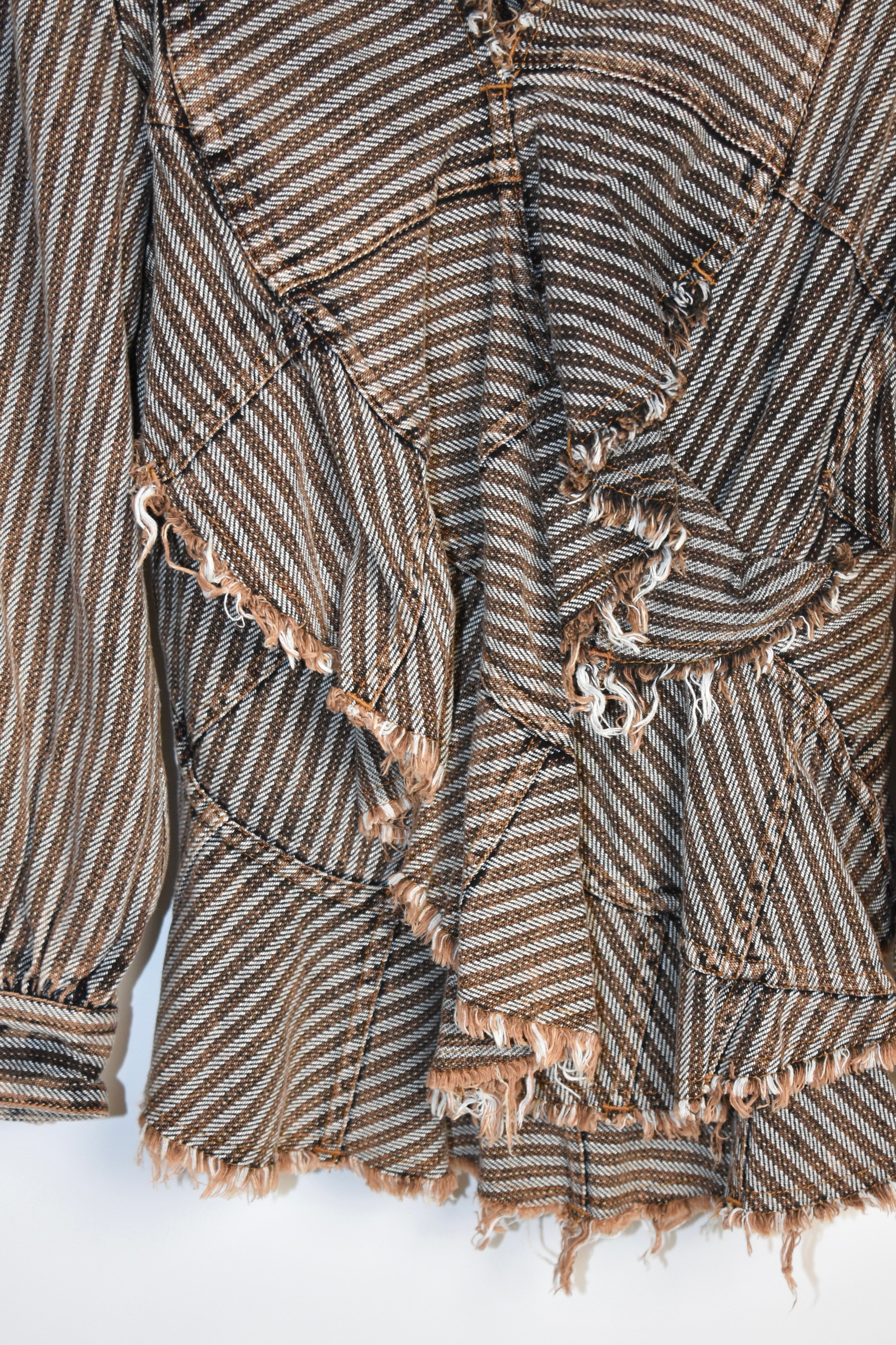 Junya Watanabe COMME des GARÇONS AD2001 Deconstructed Frayed Striped Layered Jacket – Size S