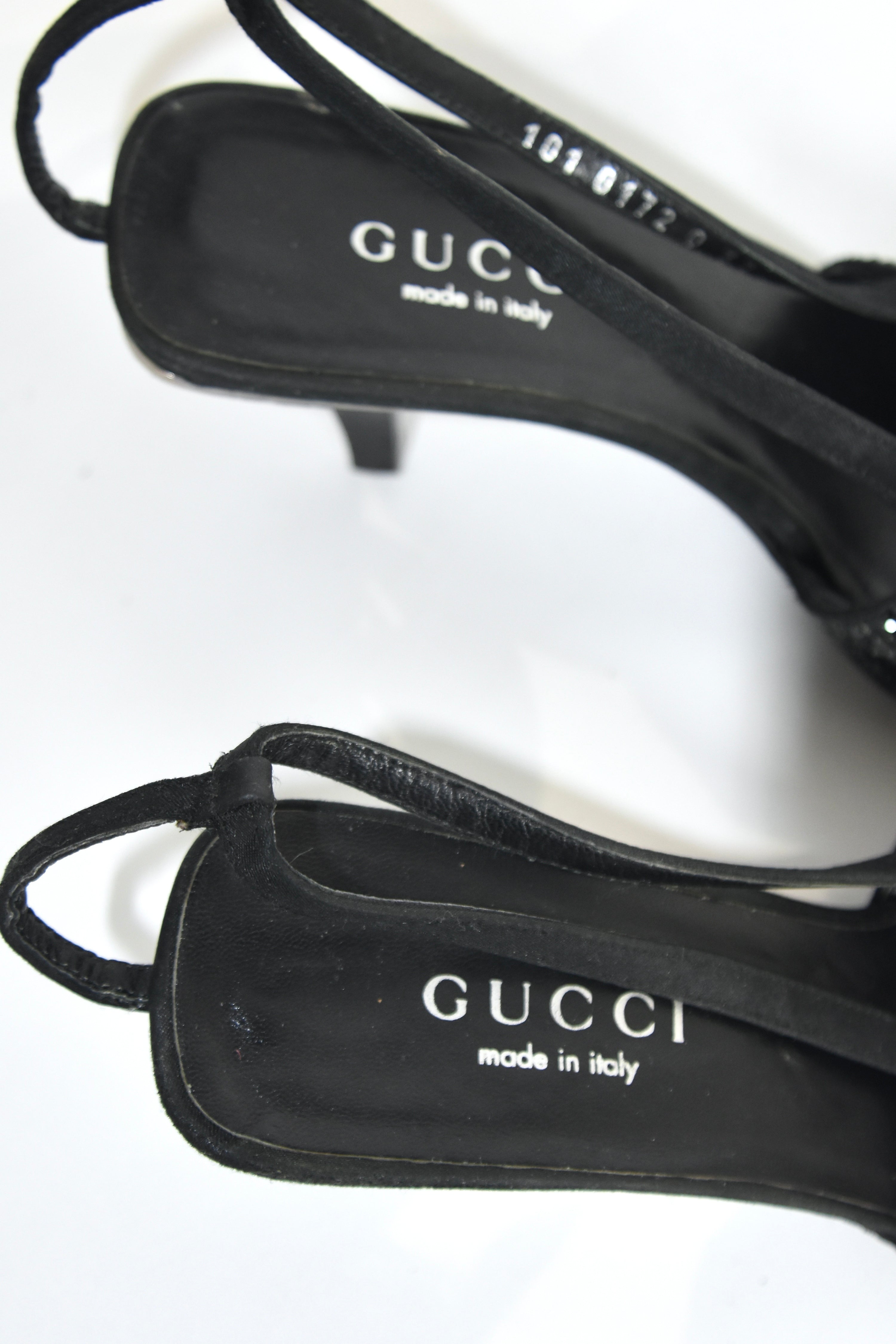 Gucci S/S 1998 Swarovski Crystal GG Slingback Heels