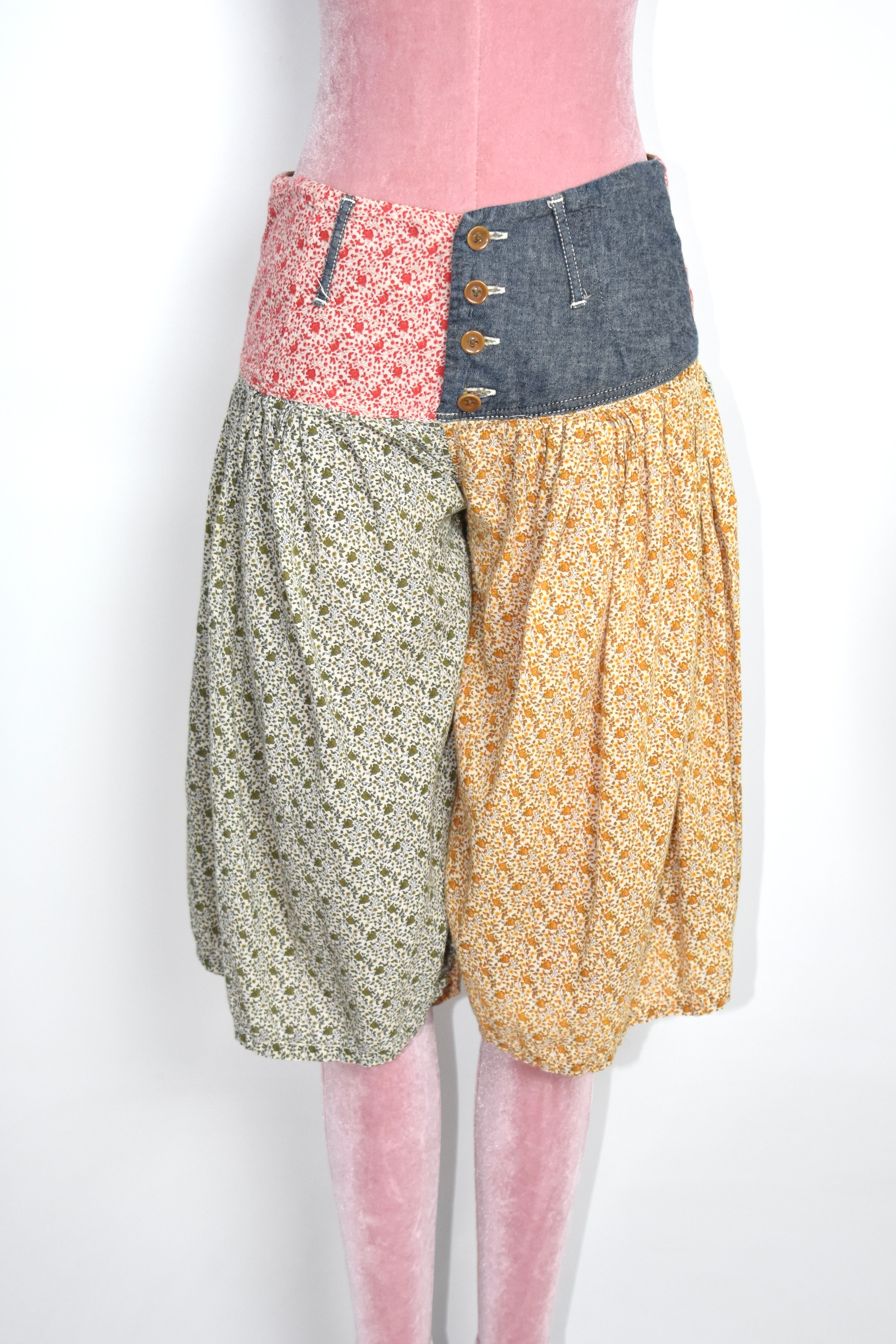 KAPITAL Patchwork Floral Balloon Shorts – Japanese Folk Patchwork Cotton Shorts