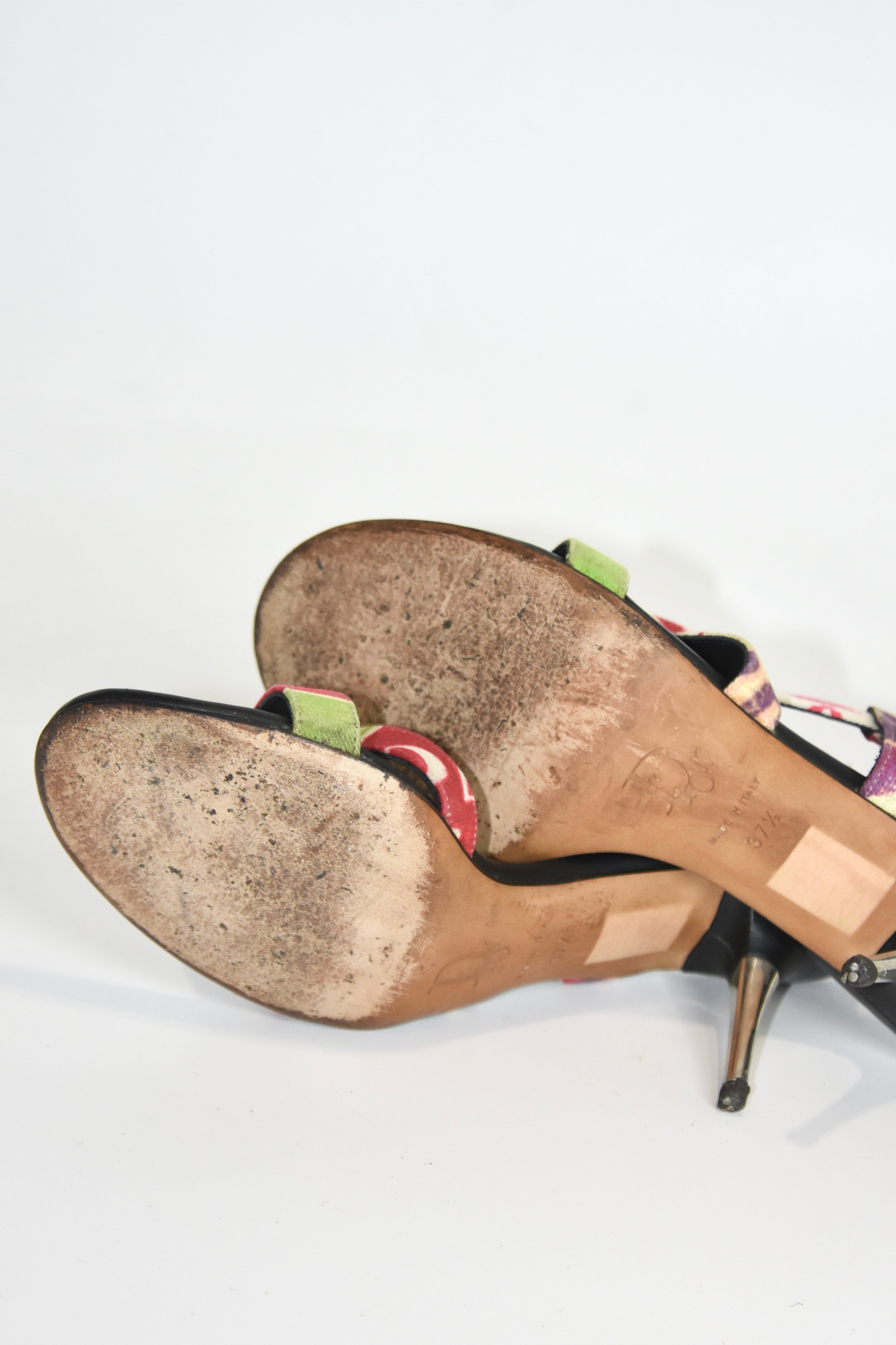 Christian Dior by John Galliano Punk Graffiti Print Strap Heels – Early 2000s Vintage Dior Sandals