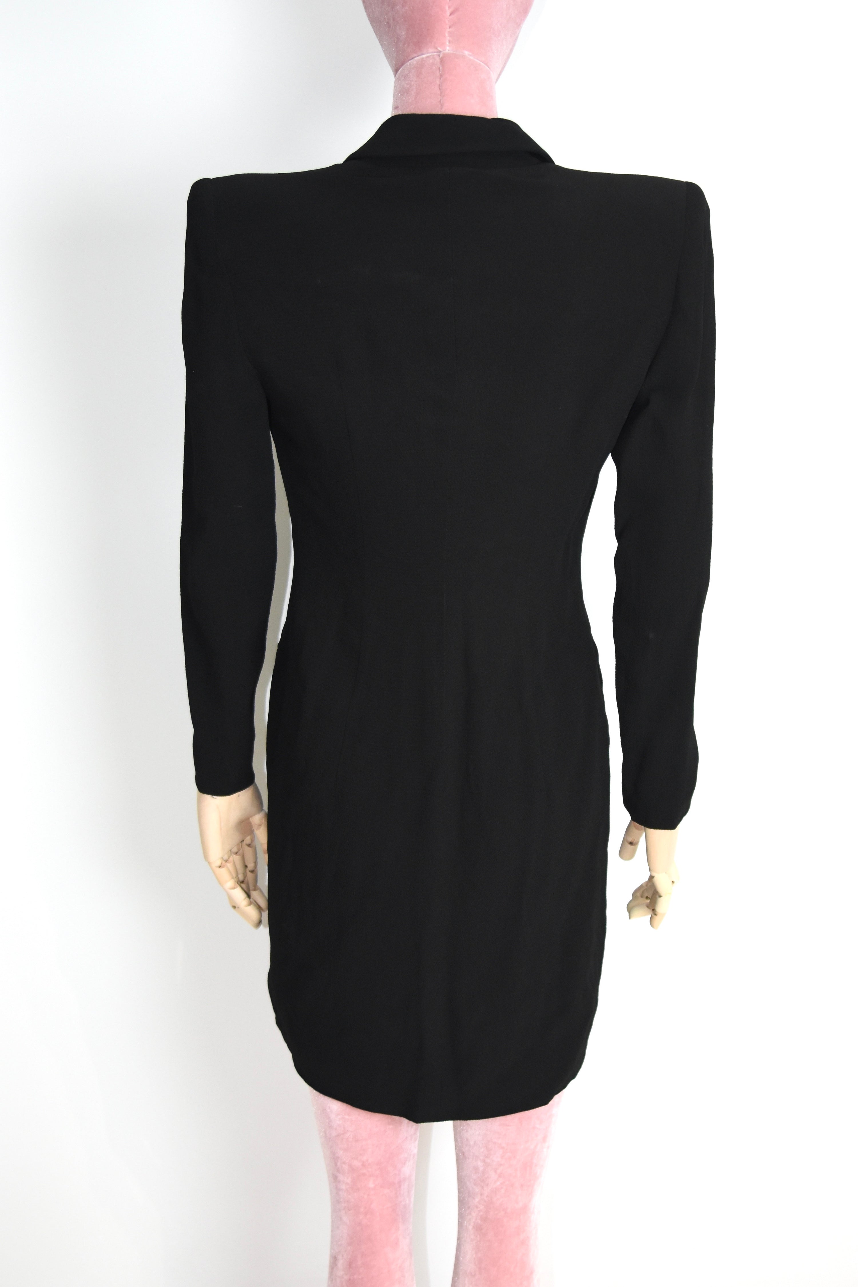 Giorgio Armani Double-Breasted Tailored Blazer Dress – Black Minimalist Power Suit Archive Piece