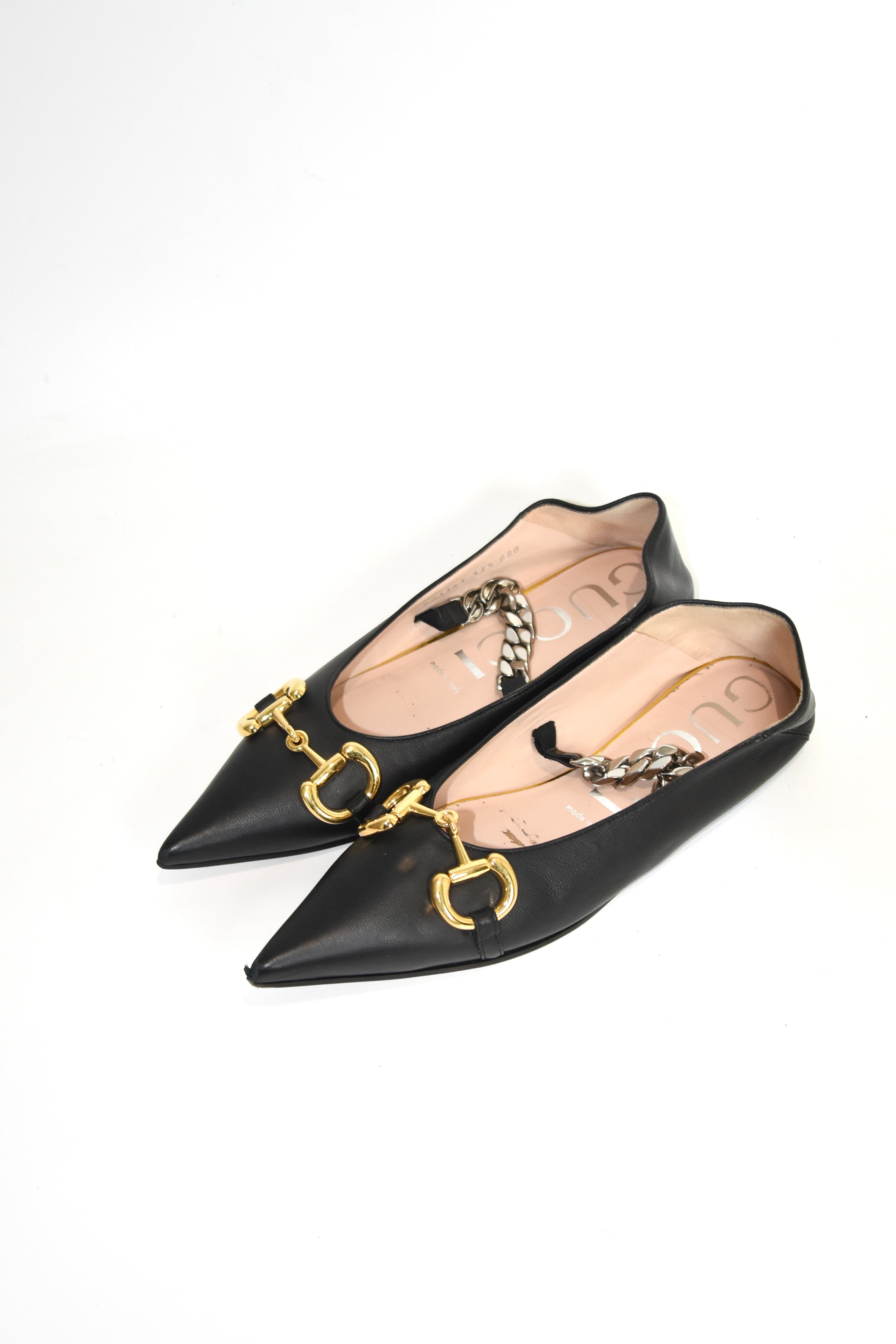 Gucci Black Bit Moccasin Flat Shoes