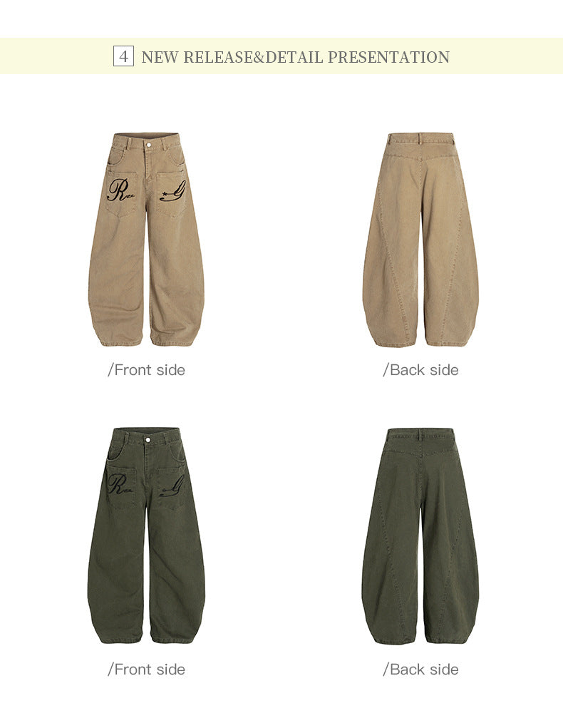 Retro Niche High Waist Loose Jeans Unisex Straight Blade Casual Pants