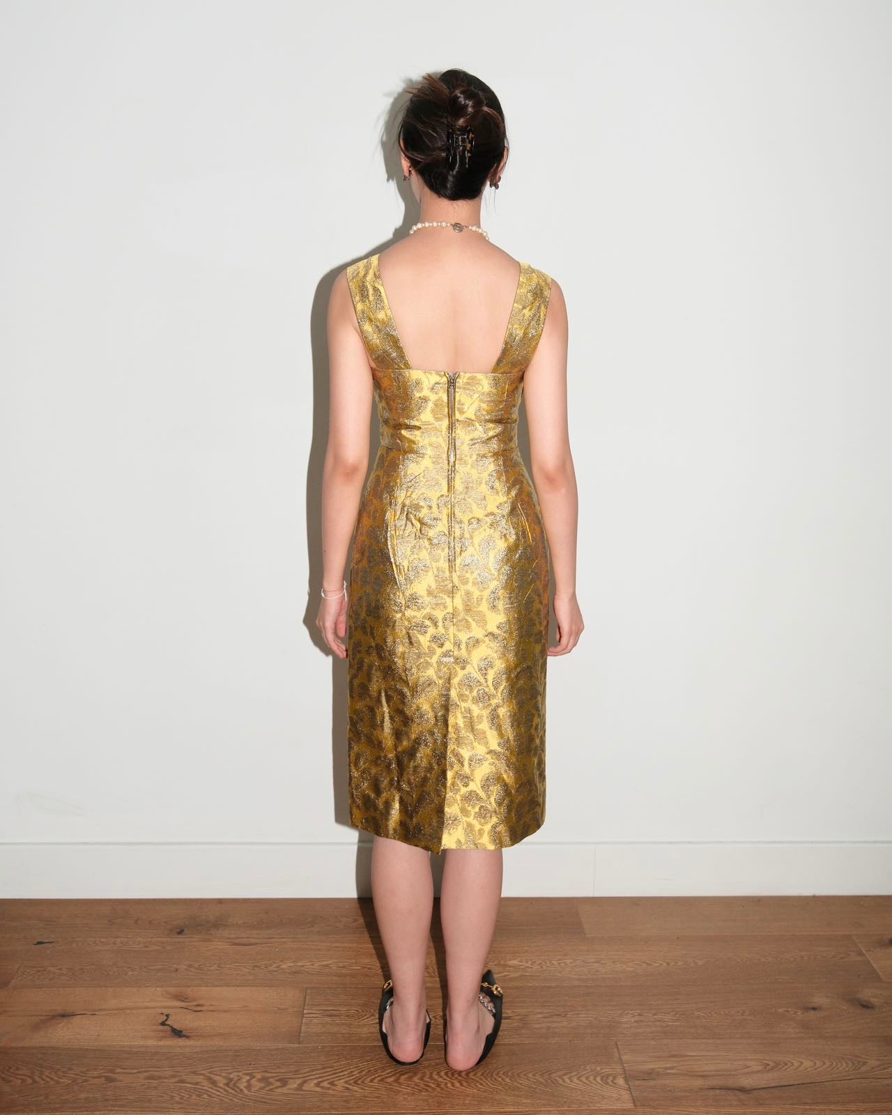 Prada Gold Brocade Sculptural Dress