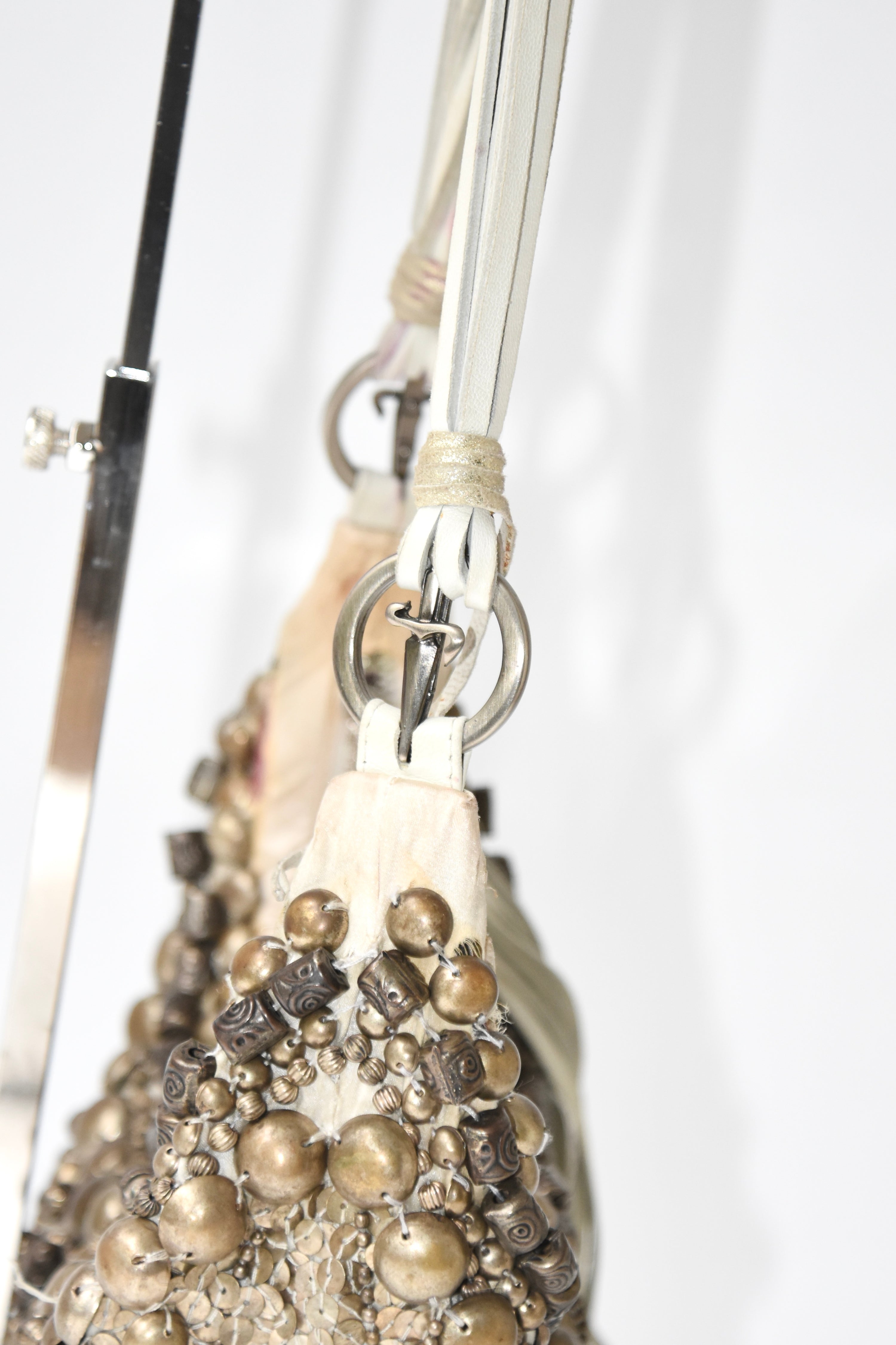 Cesare Paciotti Rare Heavy Metal Beaded Shoulder Bag