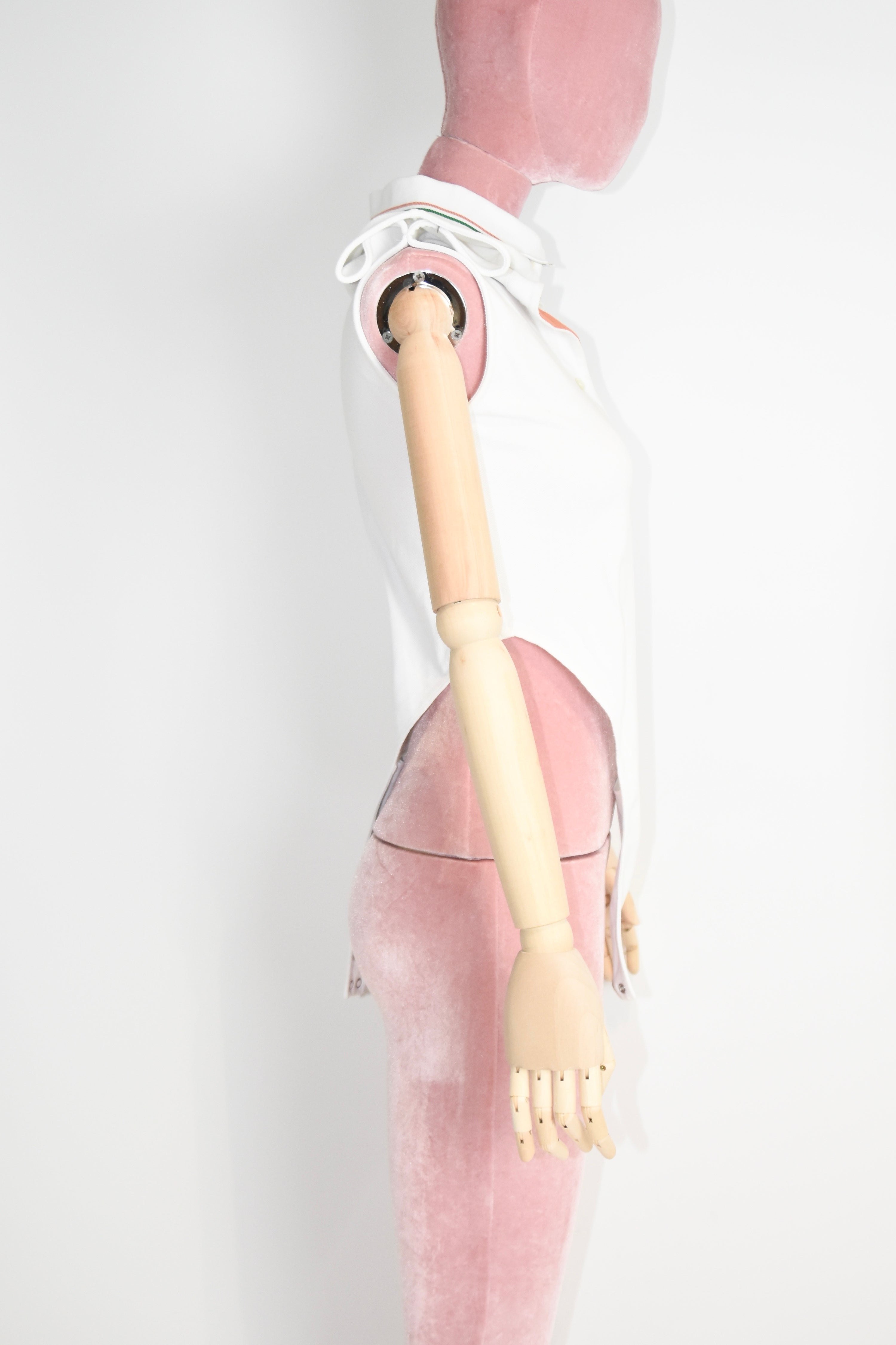 Y/Project Layered Collar Polo Bodysuit – Deconstructed White Cotton Design