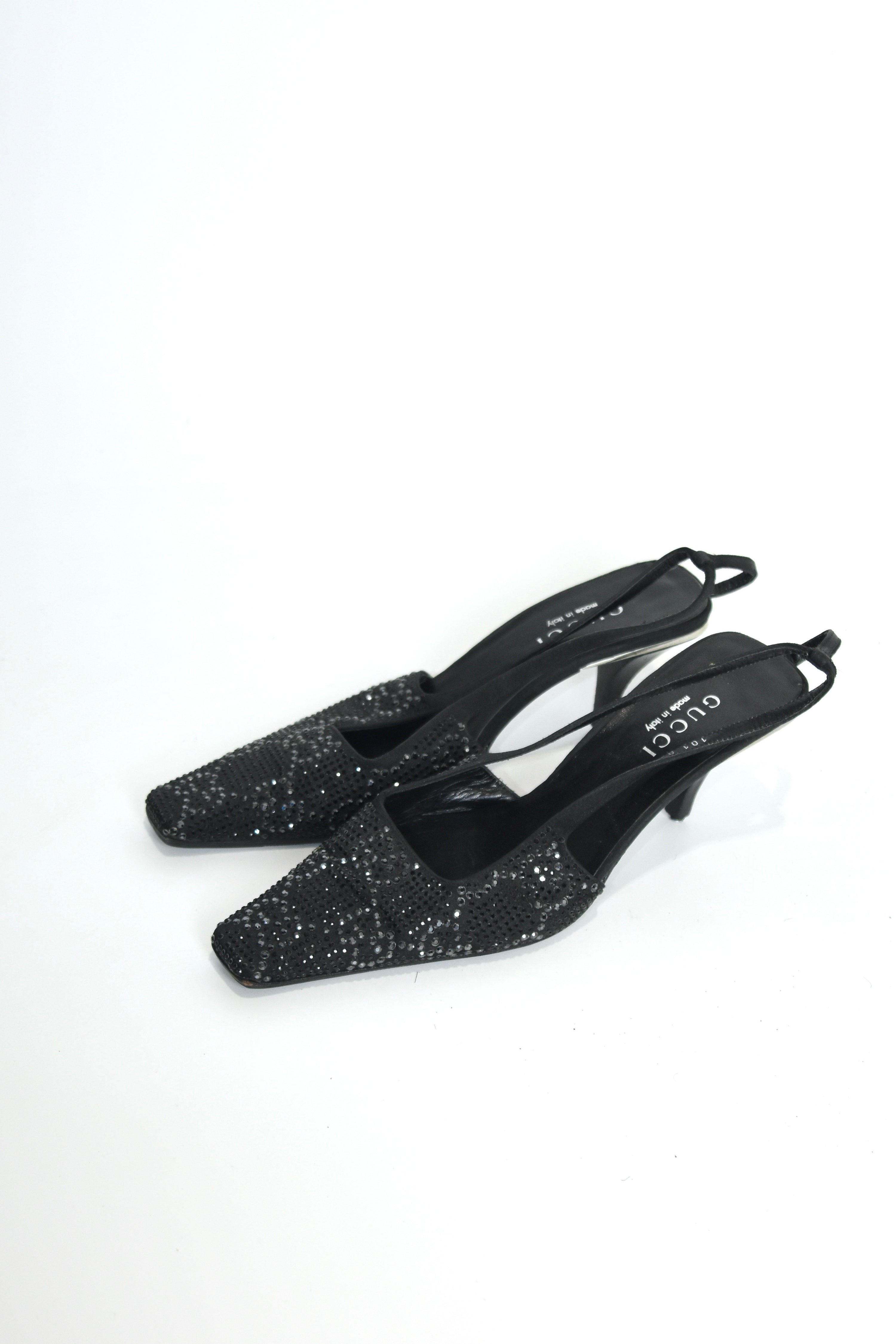 Gucci S/S 1998 Swarovski Crystal GG Slingback Heels