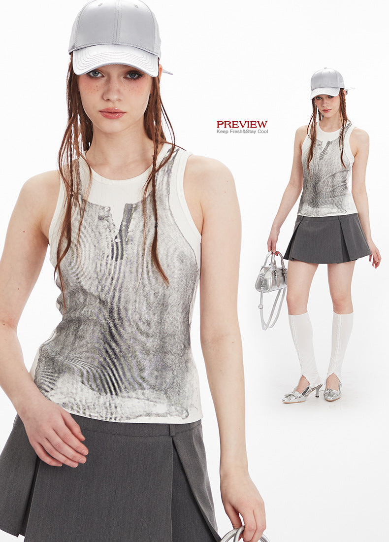 Fun Printed Tank Top Fashion Strap Slim Fit Top