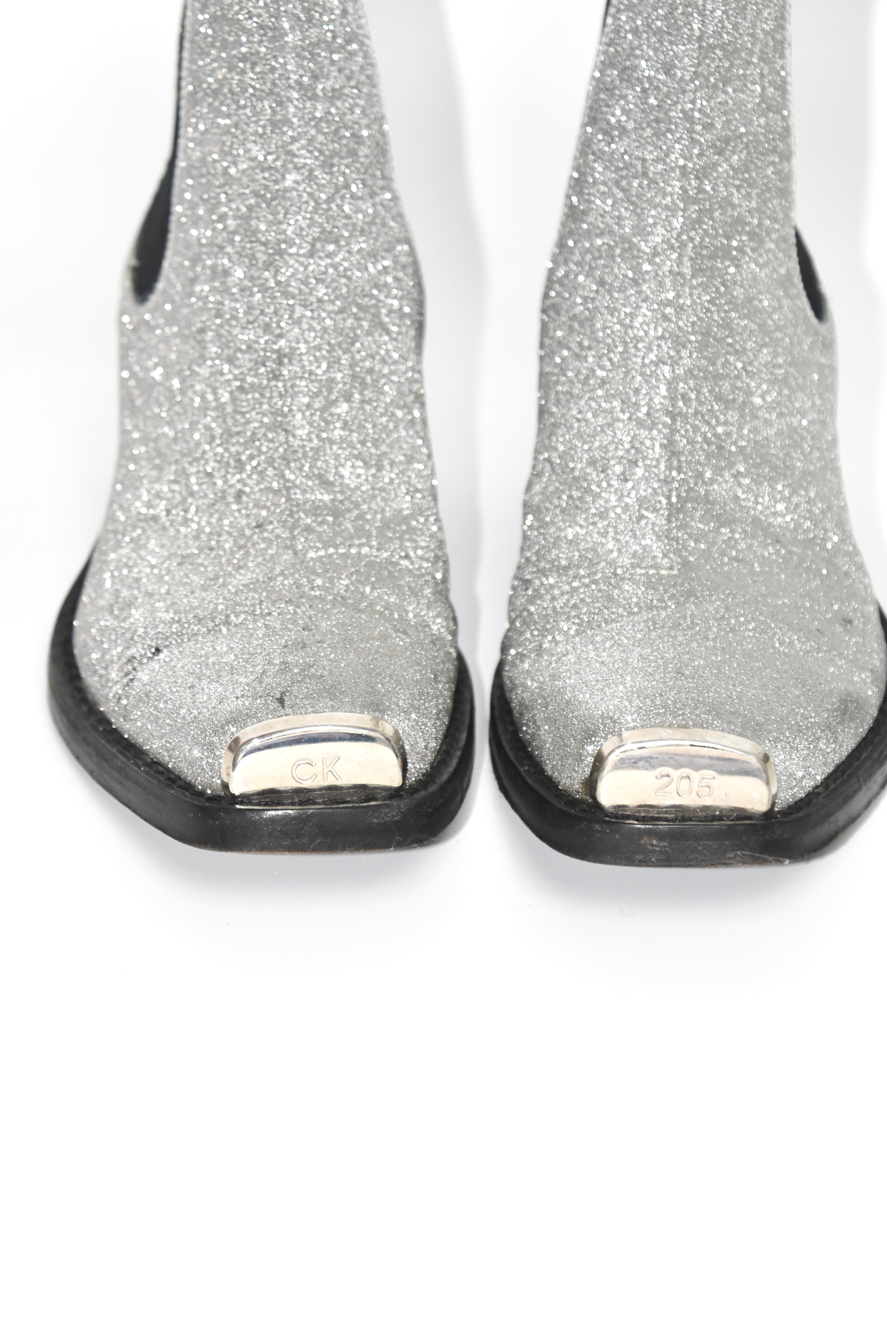 Calvin Klein 205W39NYC Silver Glitter Western Boots