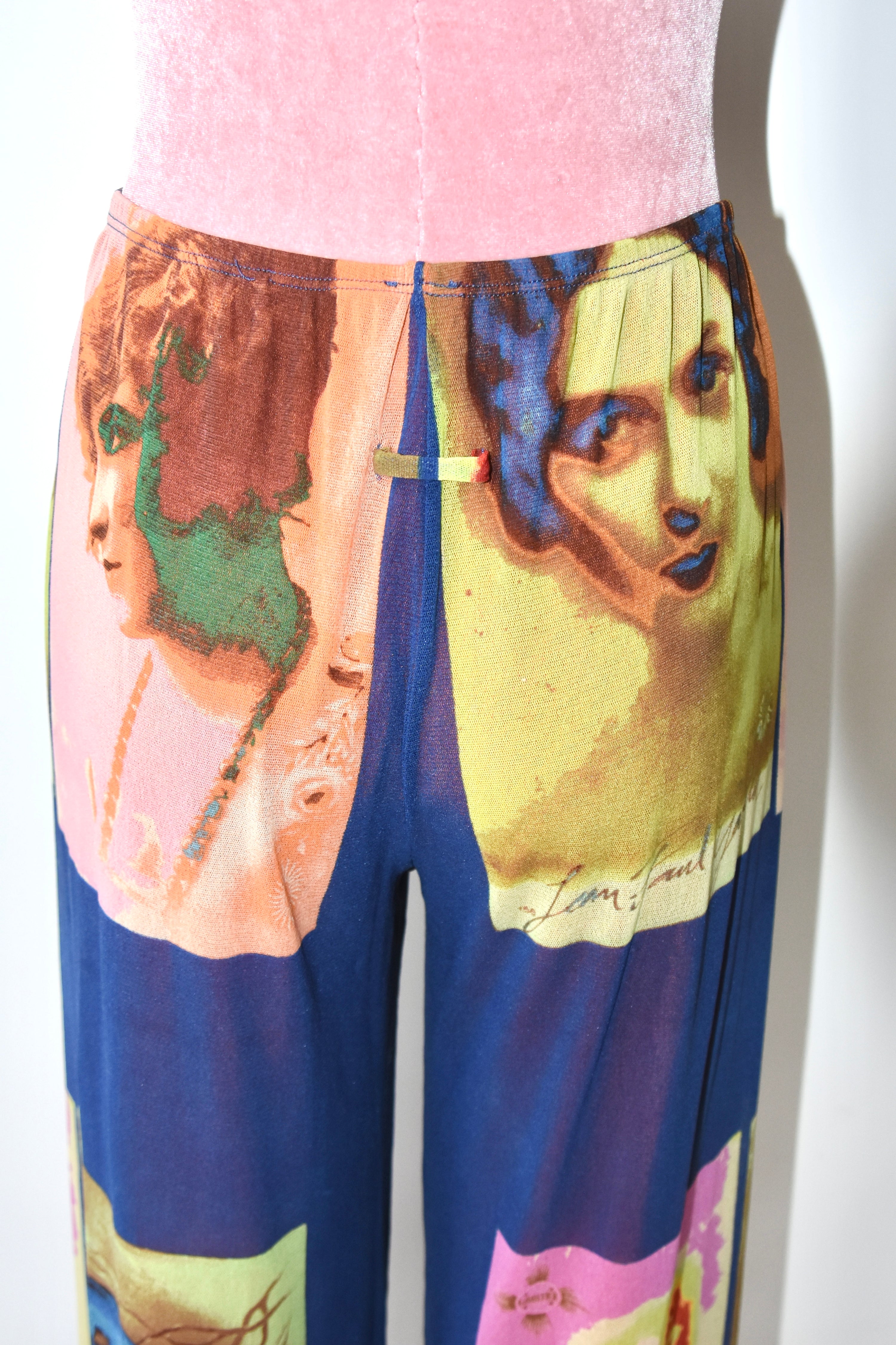 Jean Paul Gaultier S/S 2002 “Portrait Print” Mesh Trousers