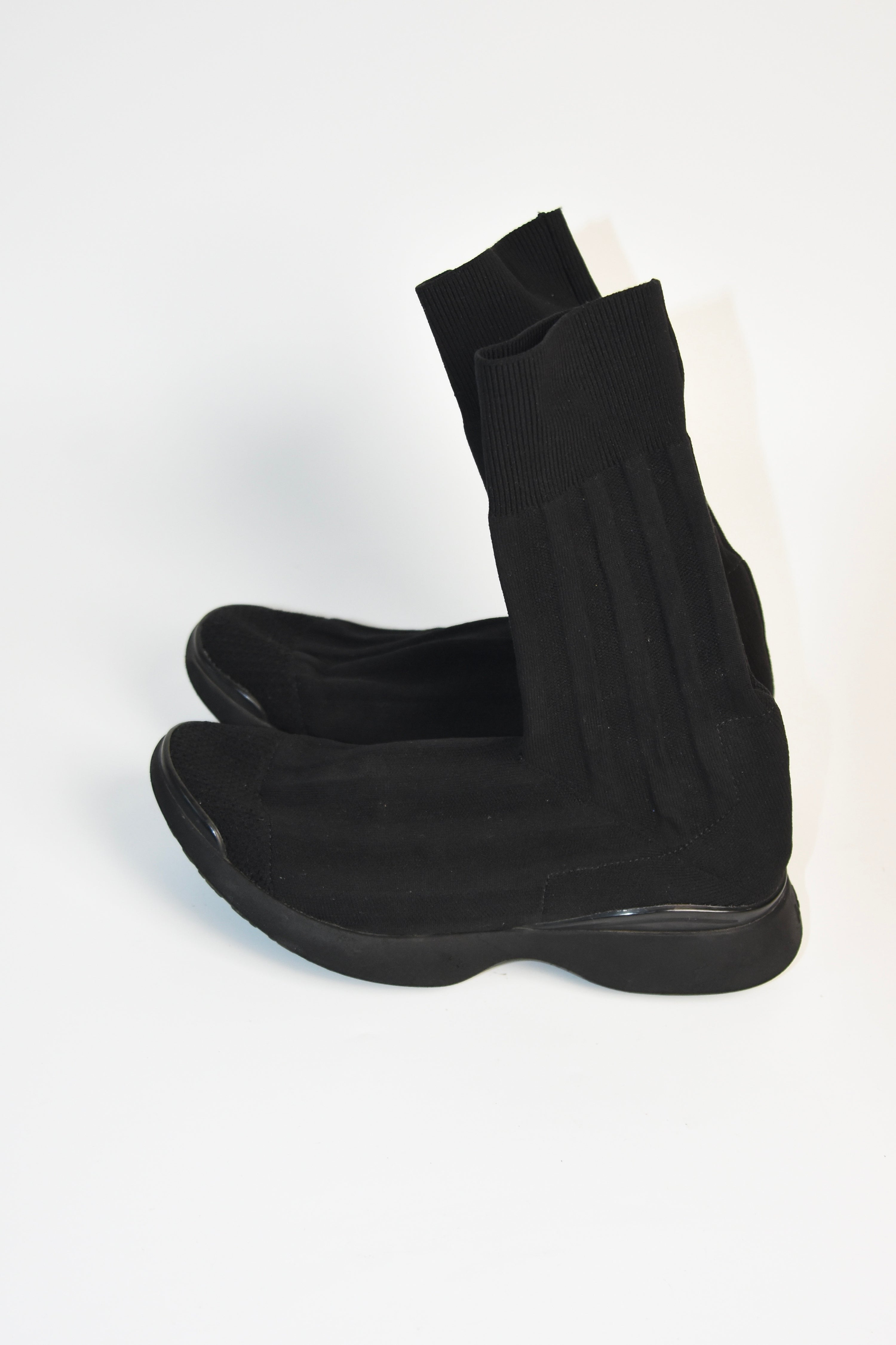 Acne Studios Sock Sneakers – Black Technical Knit High-Top Trainers (EU 37)