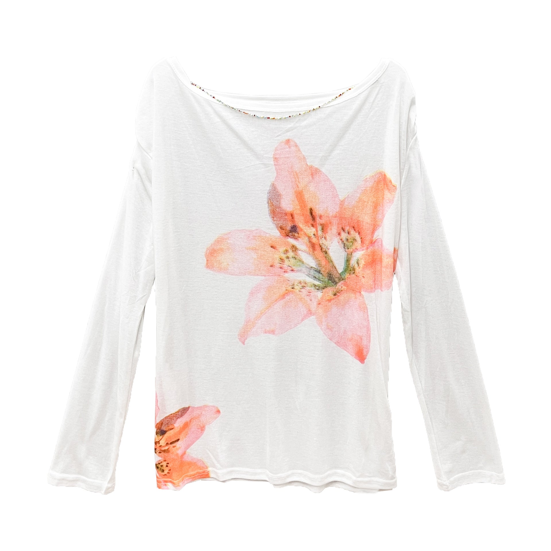Sweet and Versatile Floral Women's T-shirt Spring Long Sleeve Loose Top