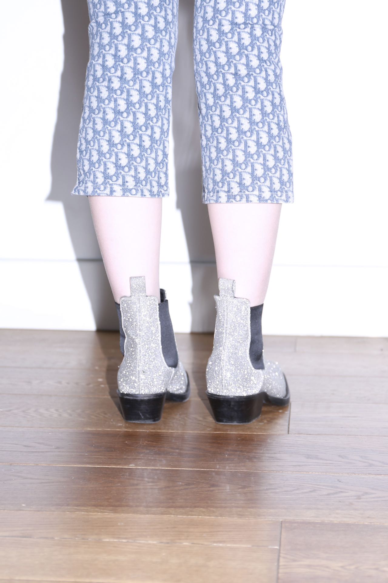 Calvin Klein 205W39NYC Silver Glitter Western Boots
