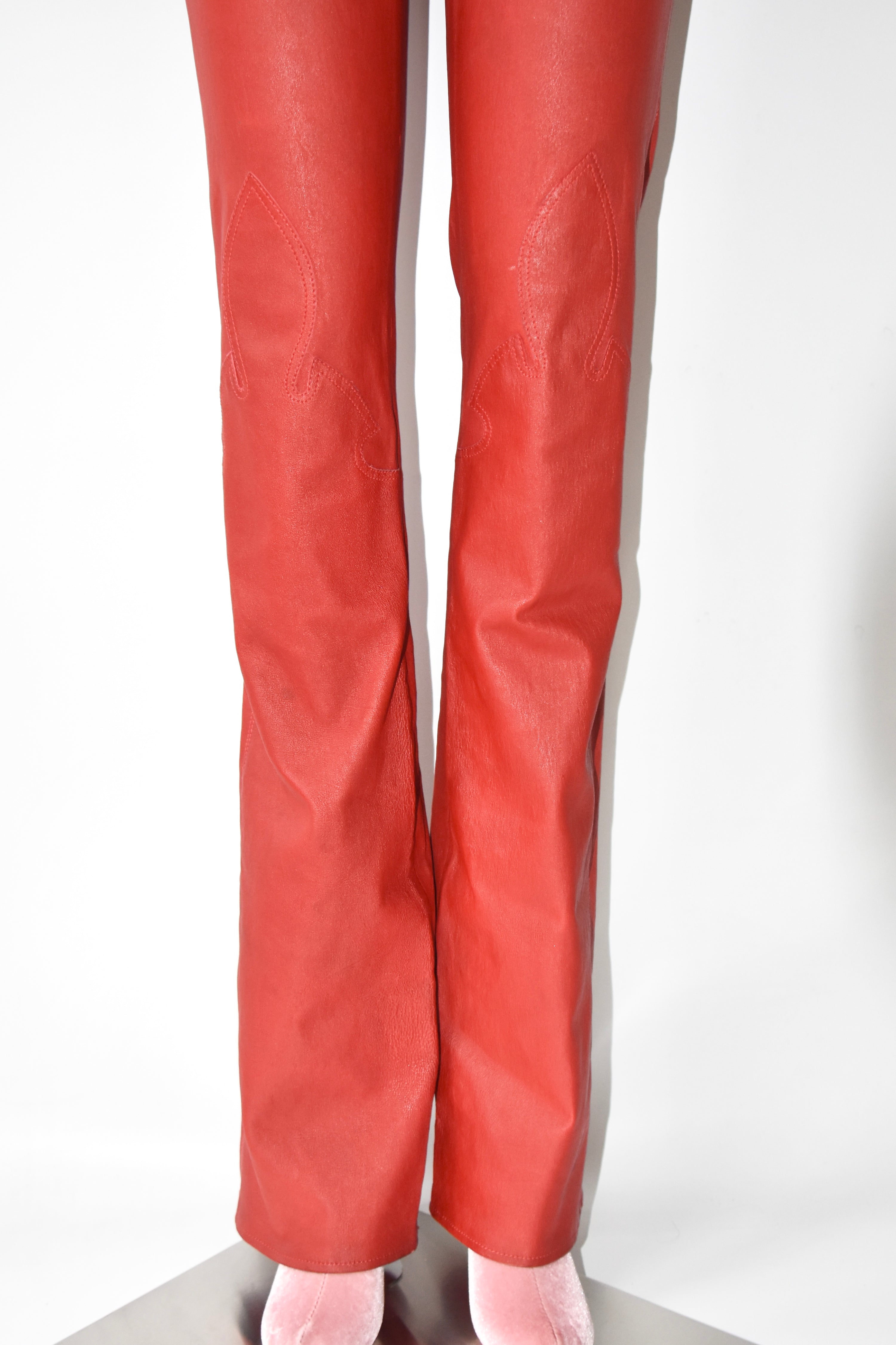 Chrome Hearts Ultra-Rare Red Full Leather Pants