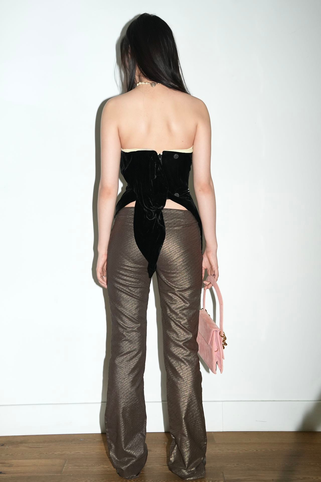 Versace Gold Metallic Straight-Leg Trousers