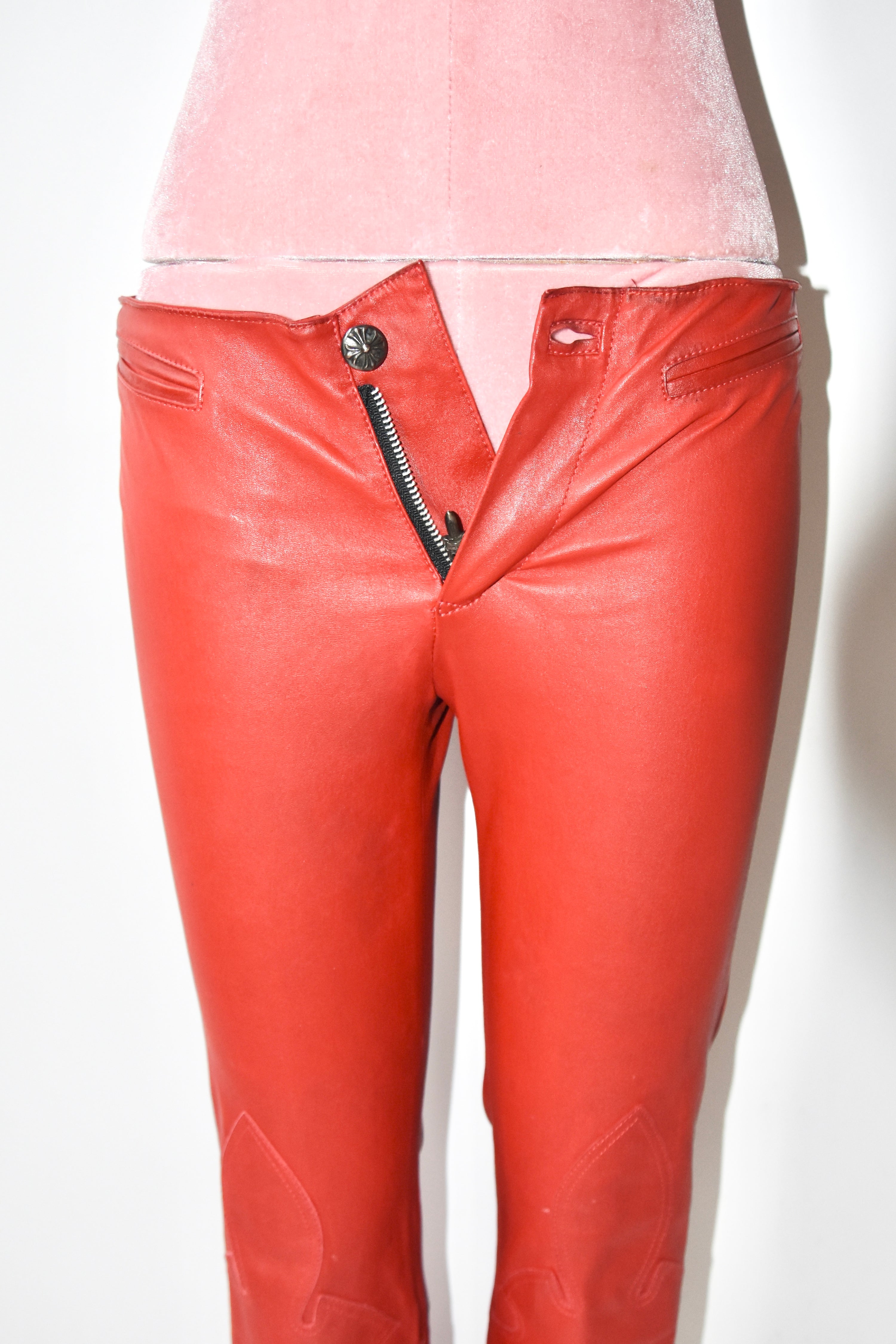Chrome Hearts Ultra-Rare Red Full Leather Pants