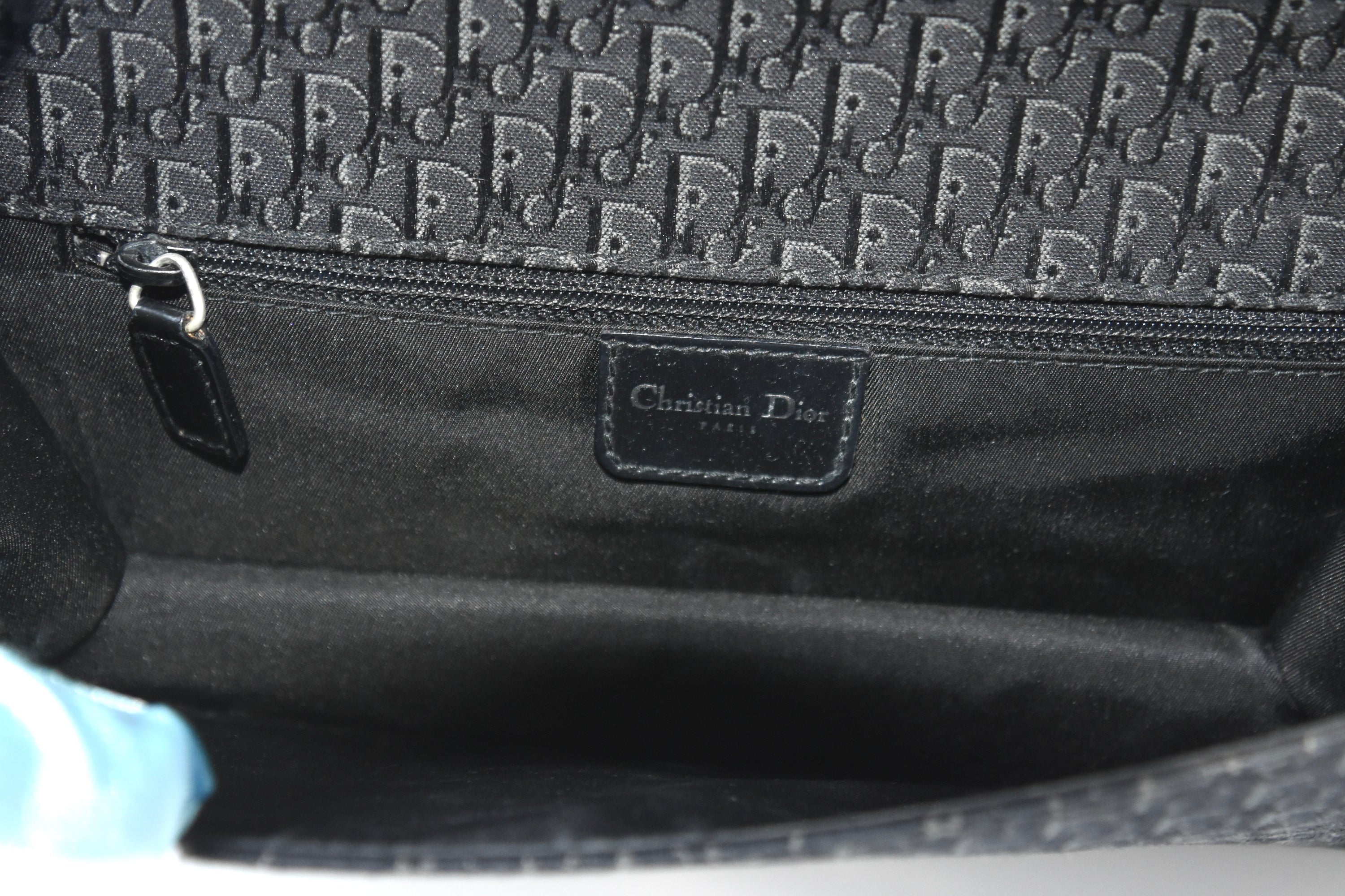 Christian Dior Black & White Pierced Edge Leather Shoulder Bag