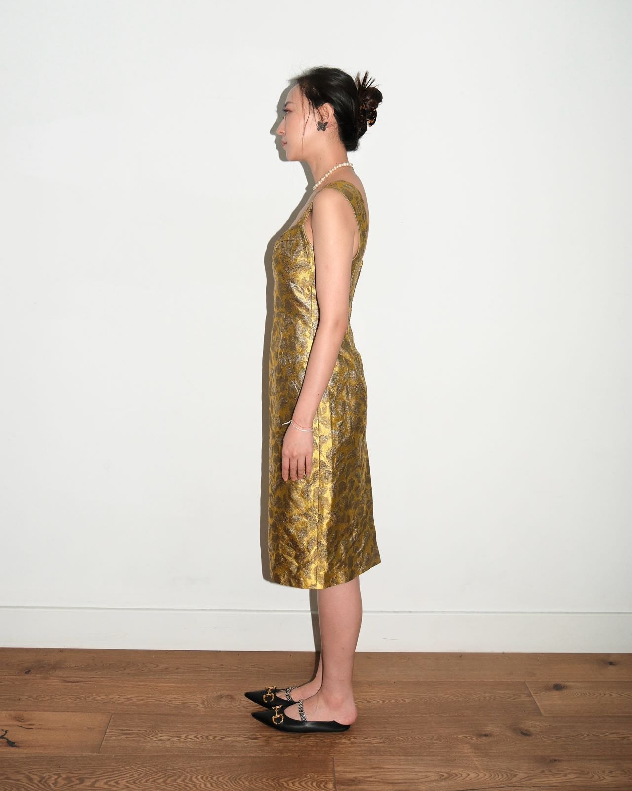 Prada Gold Brocade Sculptural Dress