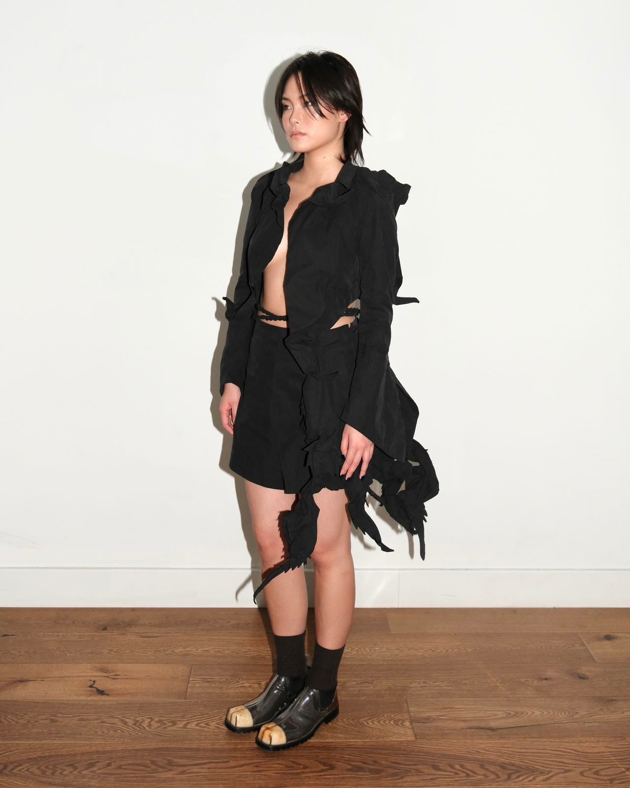 Yohji Yamamoto Origami-Collar Vest with Twisted Cord Belt