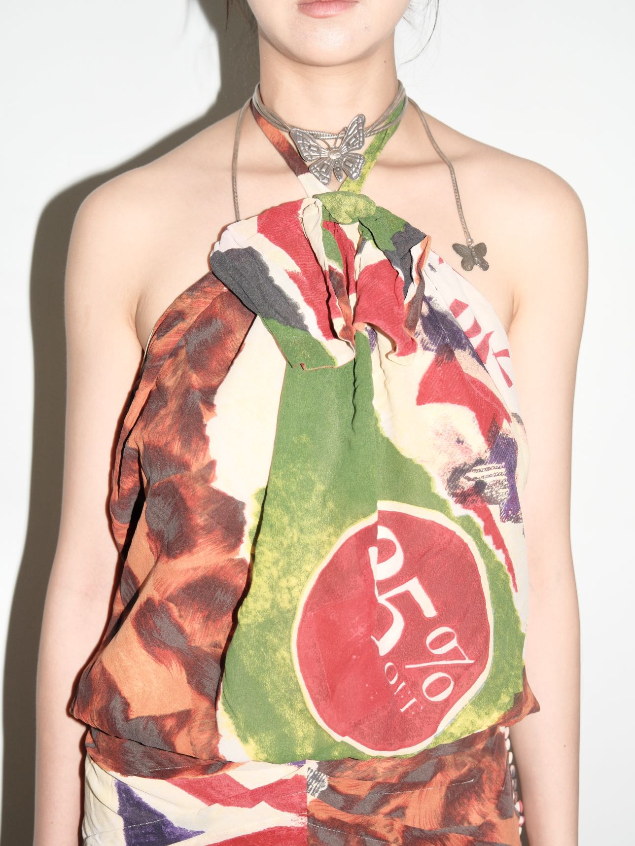 Christian Dior SS2003 “70% OFF” Abstract Print Bias-Cut Dress
