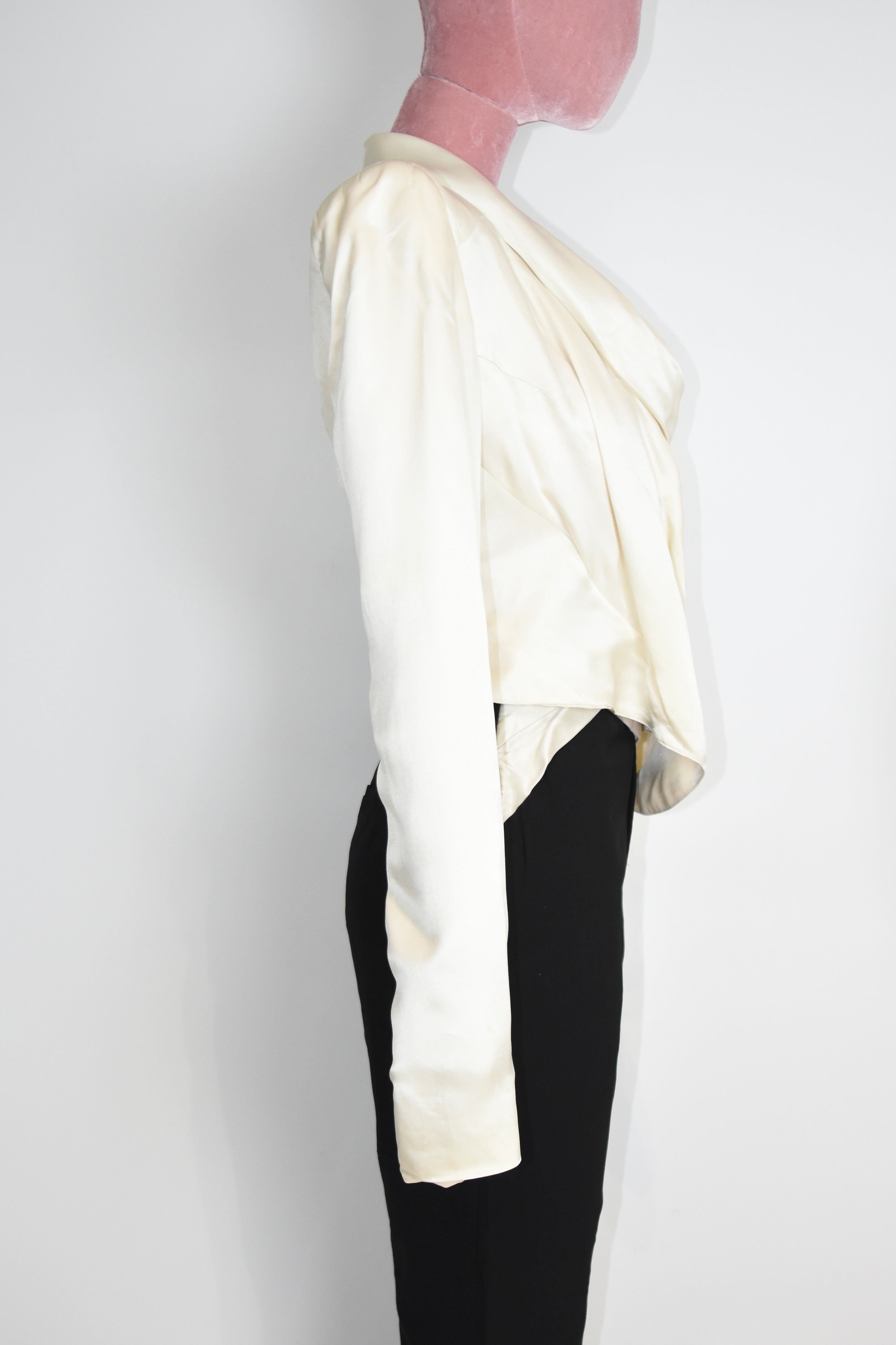 Haider Ackermann 白色缎面不对称剪裁夹克