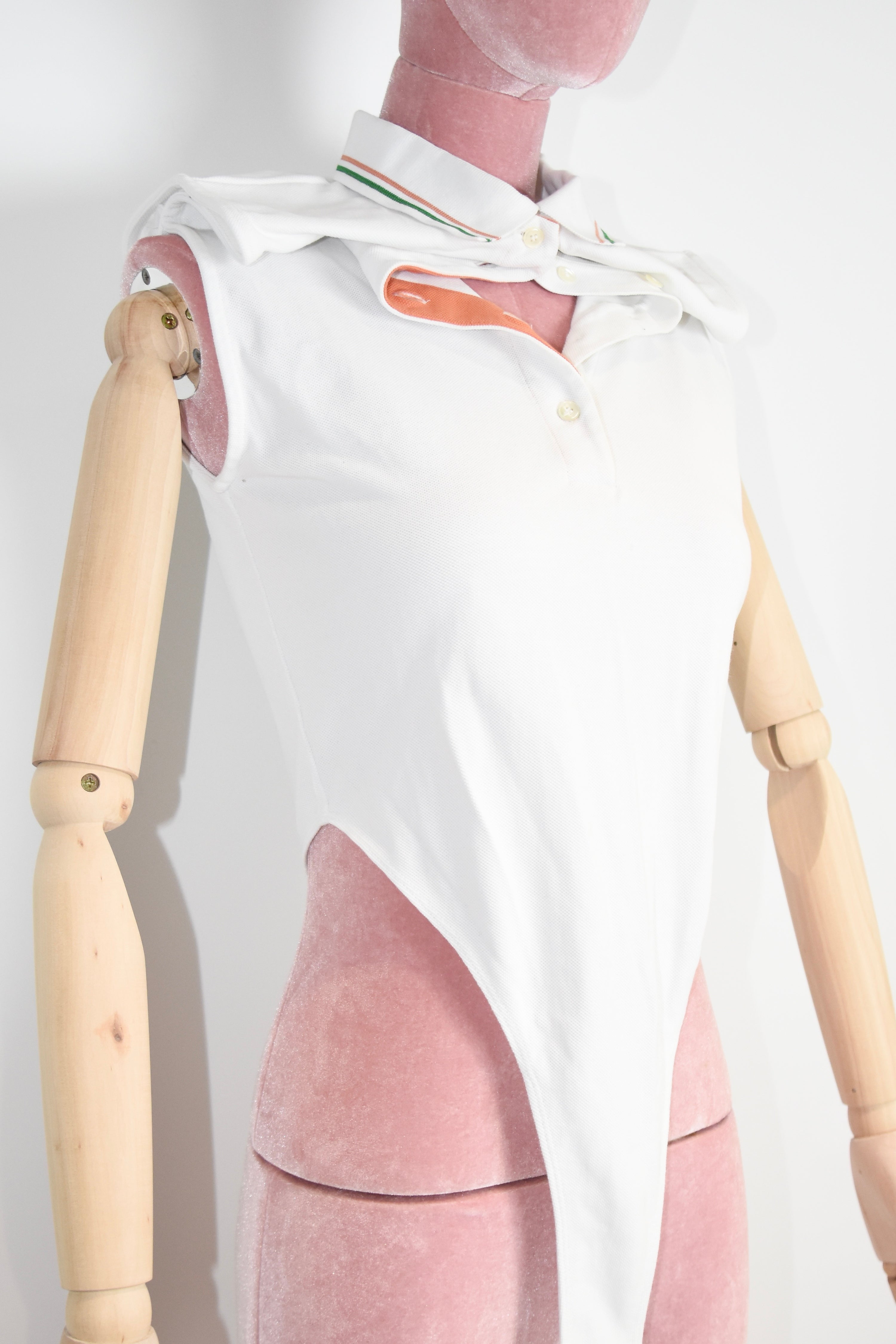 Y/Project Layered Collar Polo Bodysuit – Deconstructed White Cotton Design