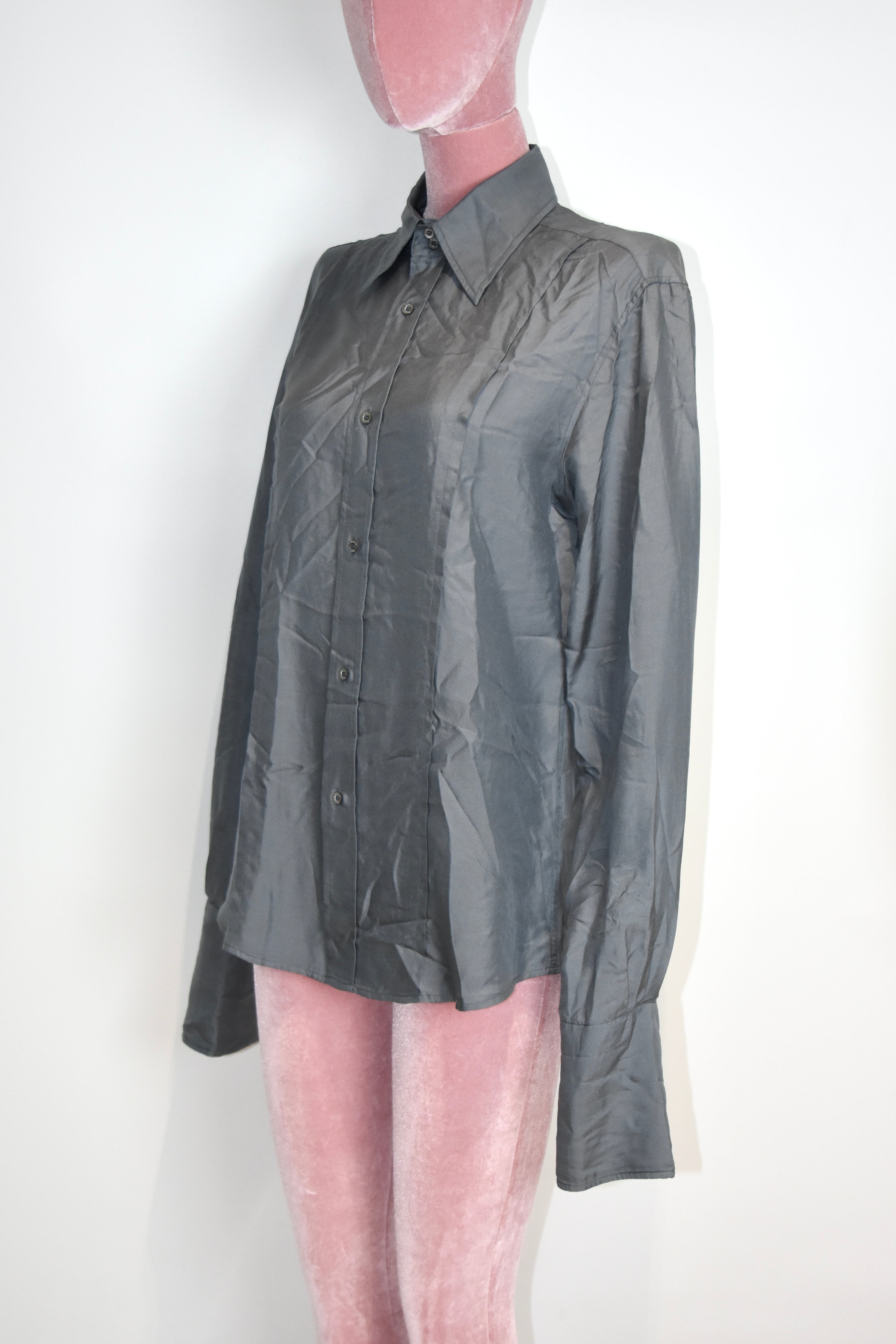 Gucci by Tom Ford 1990s–Early 2000s Grey Silk Tailored Shirt – Archive Minimalist Runway Era Piece