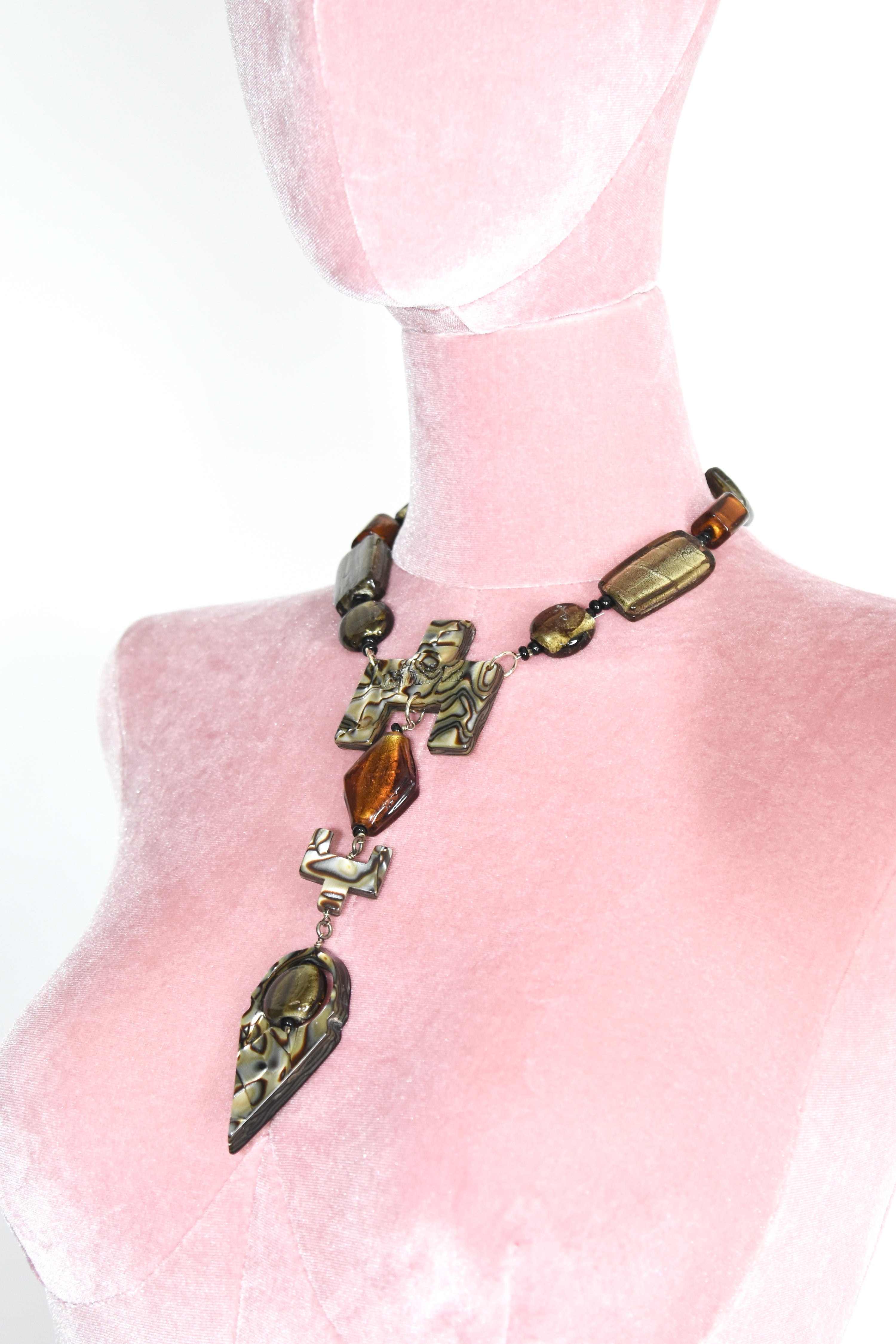 Jean Paul Gaultier Vintage Religious Shell Statement Necklace – Sculptural Cross Pendant Rare Archive Piece