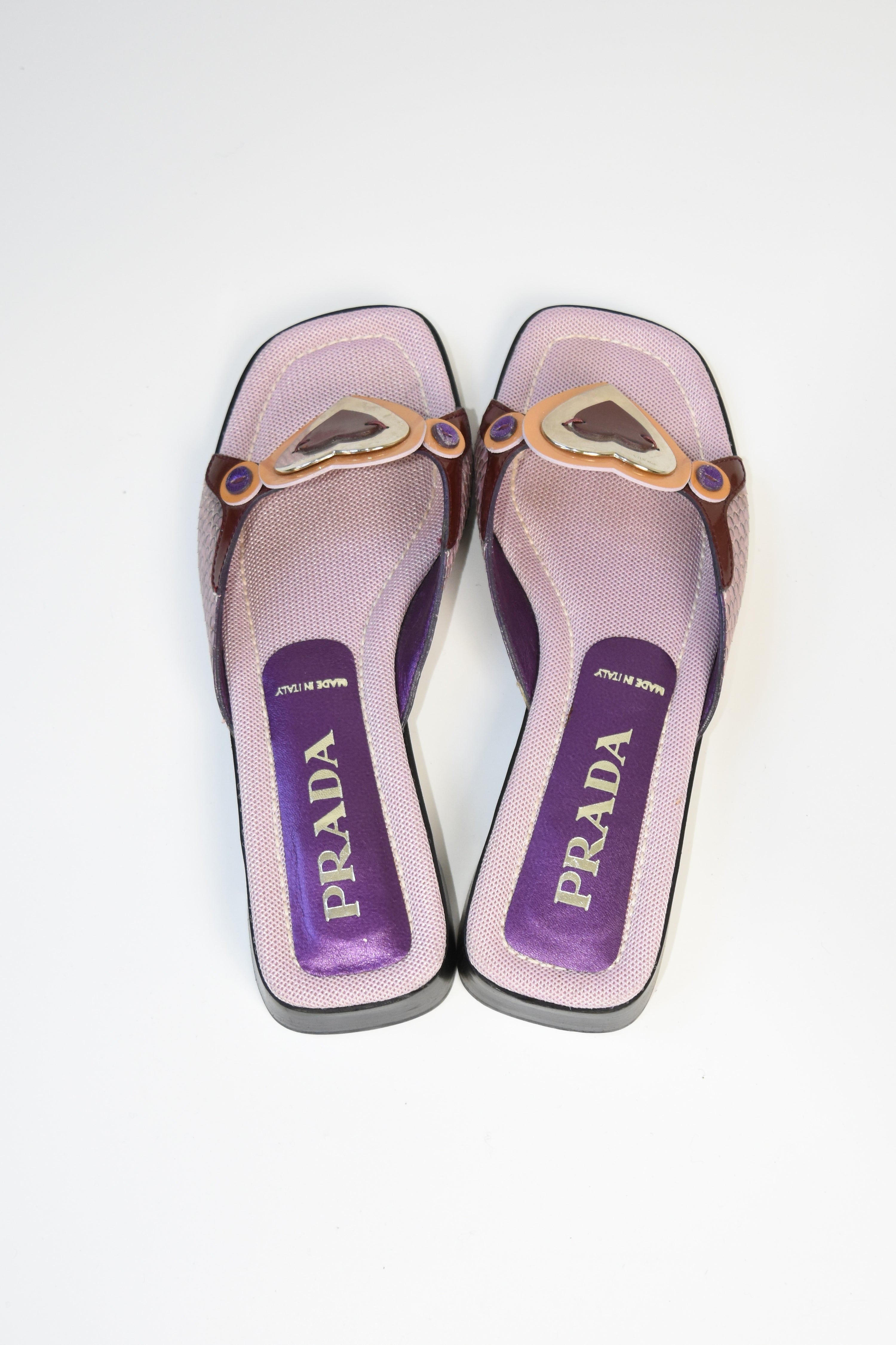Prada Vintage Heart Icon Sandals in Purple