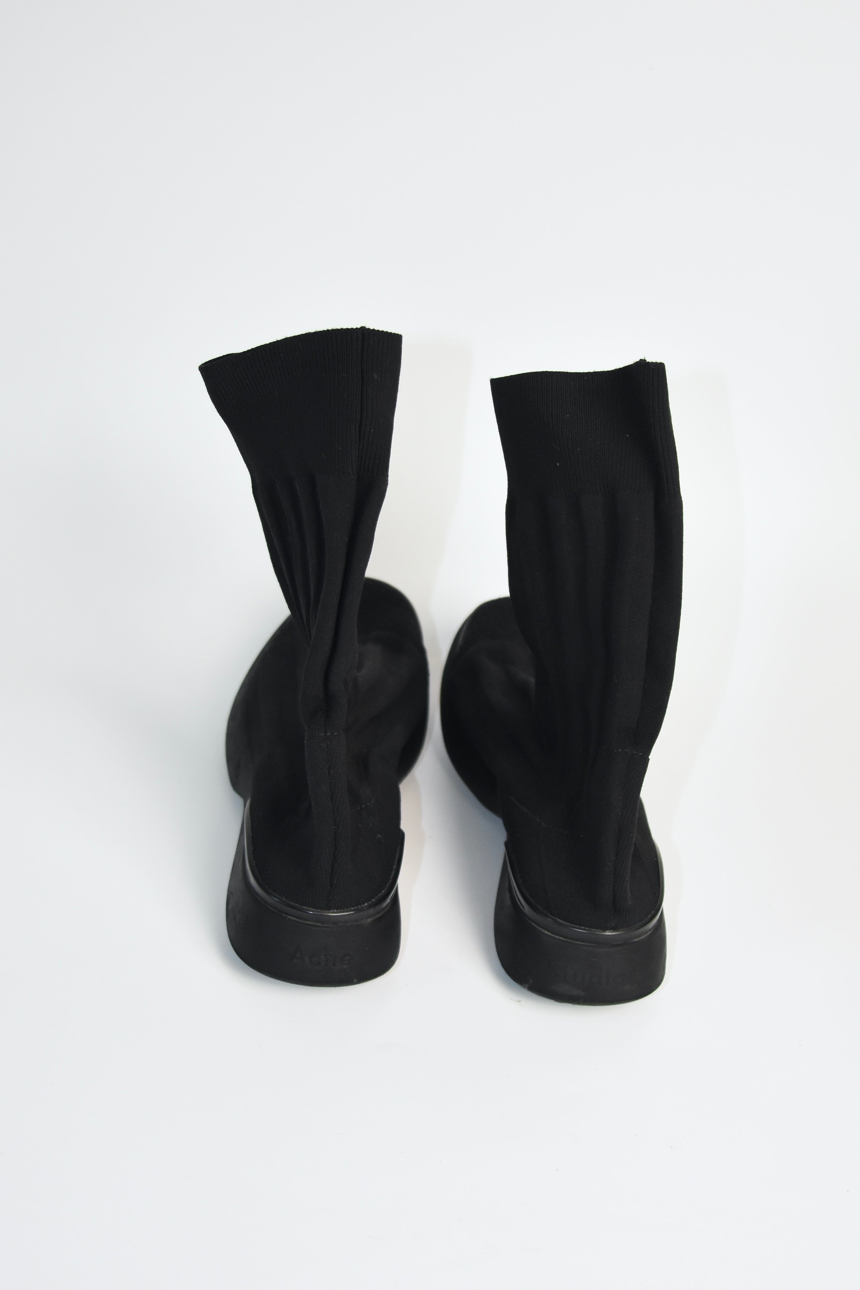 Acne Studios Sock Sneakers – Black Technical Knit High-Top Trainers (EU 37)