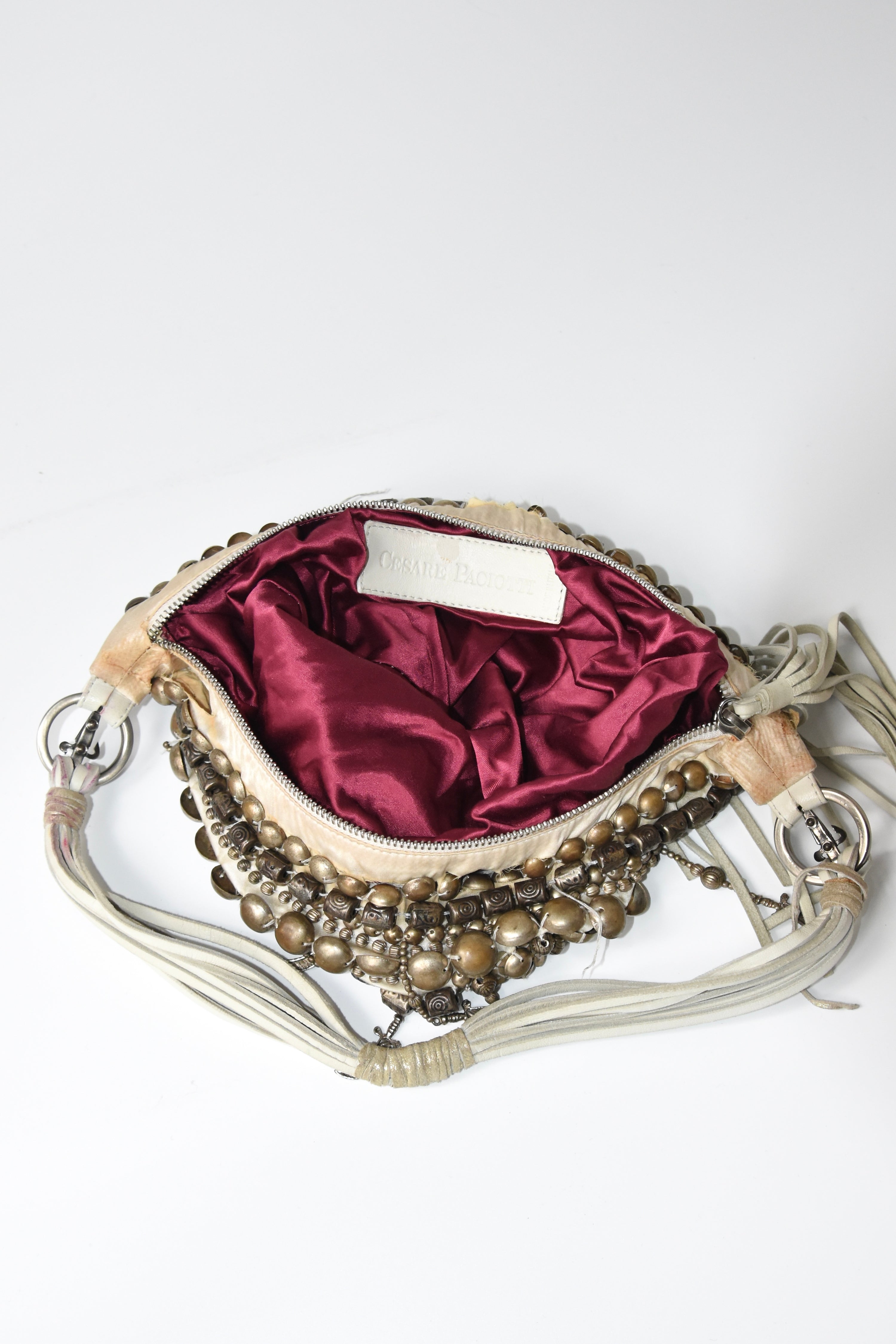 Cesare Paciotti Rare Heavy Metal Beaded Shoulder Bag