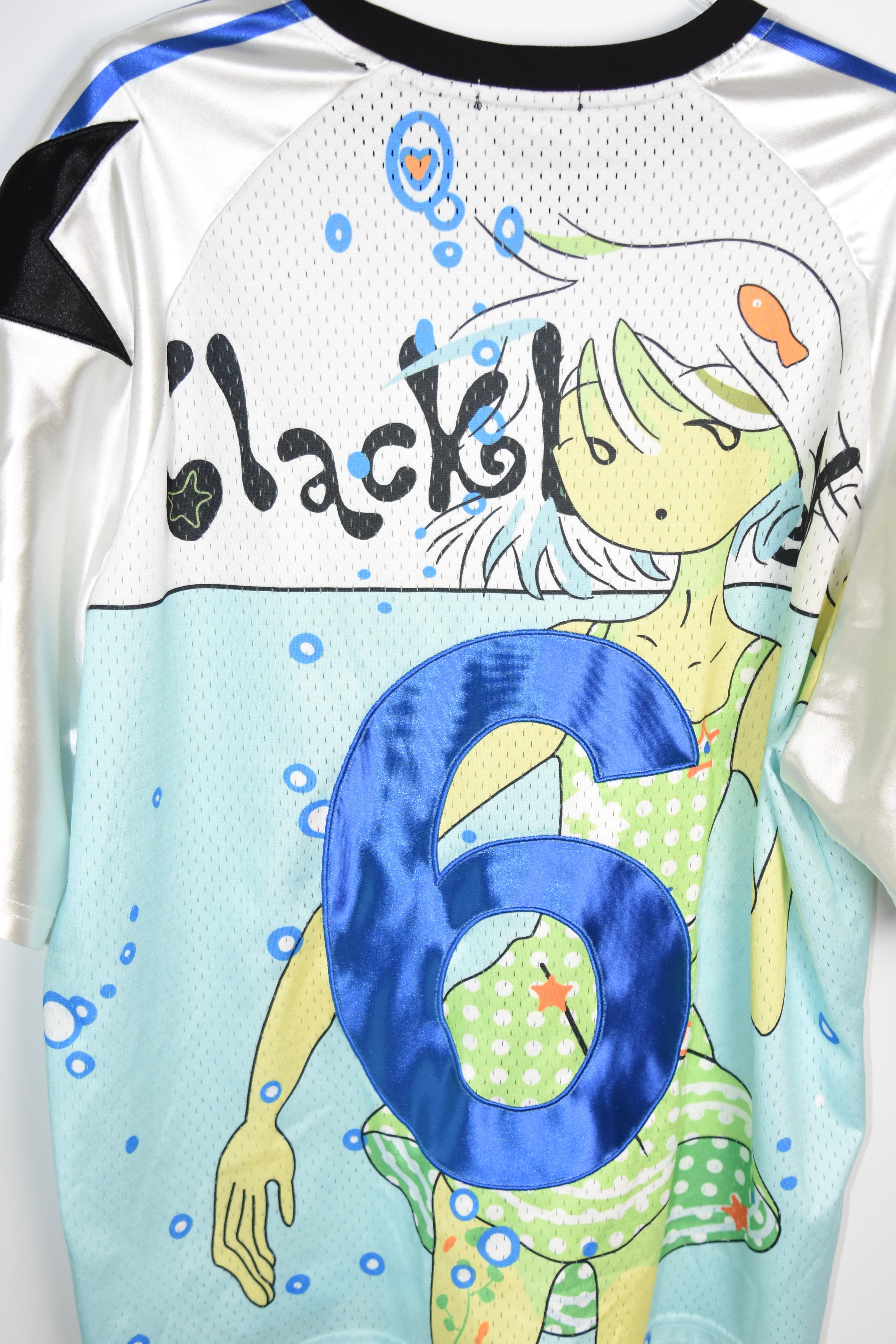 Black Berry “Octopus 6” Digital Fantasy Mesh Jersey Top – Y2K Futuristic Anime Print