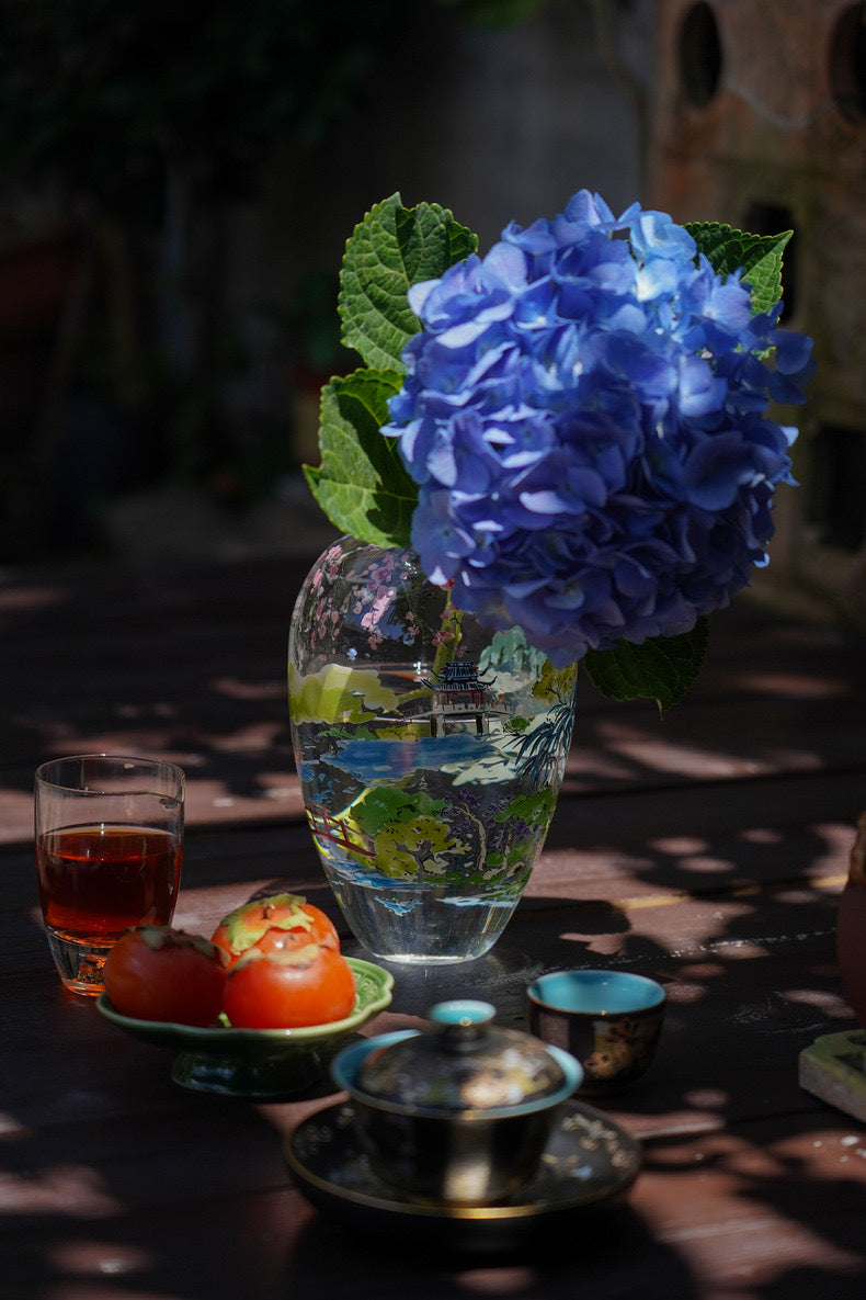 Decor“Jiangnan Spring”Shop Owner's Private Collection Vase Venice Collection Glass Ornament Living Room New Chinese Style