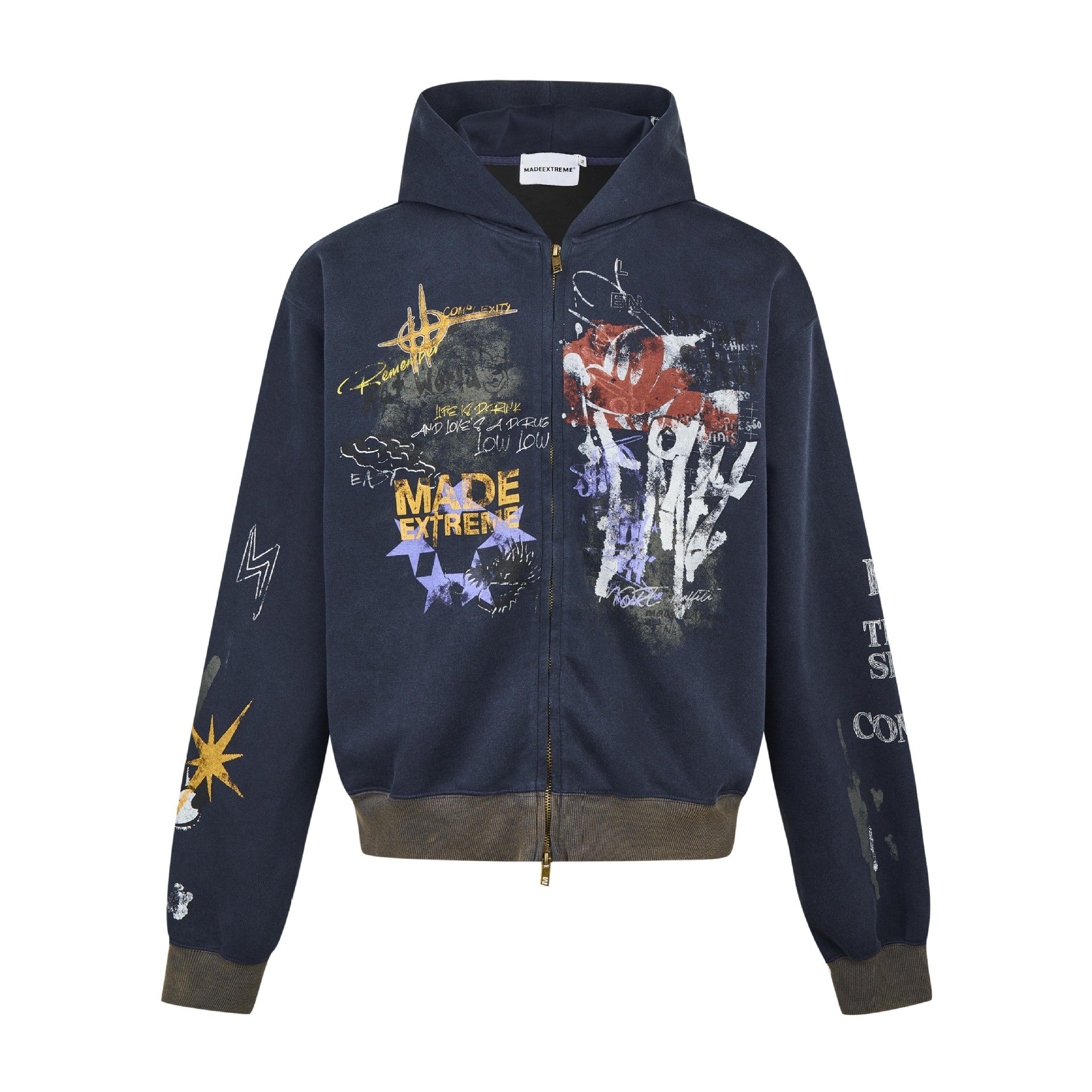 Street hip-hop graffiti sweatshirt for men and women, spring and autumn season oversize Trendy Hooded Cardigan Jacket