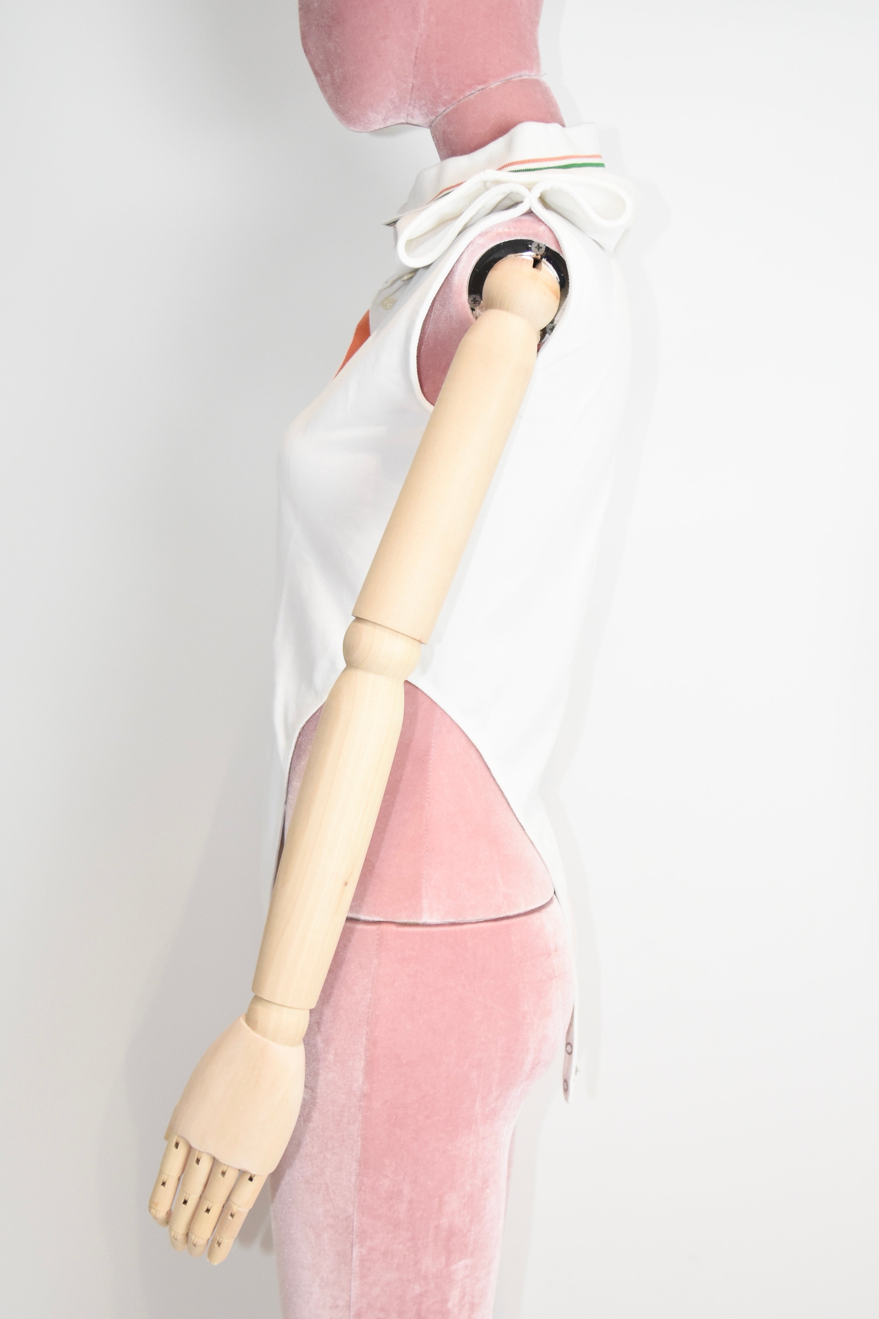 Y/Project Layered Collar Polo Bodysuit – Deconstructed White Cotton Design