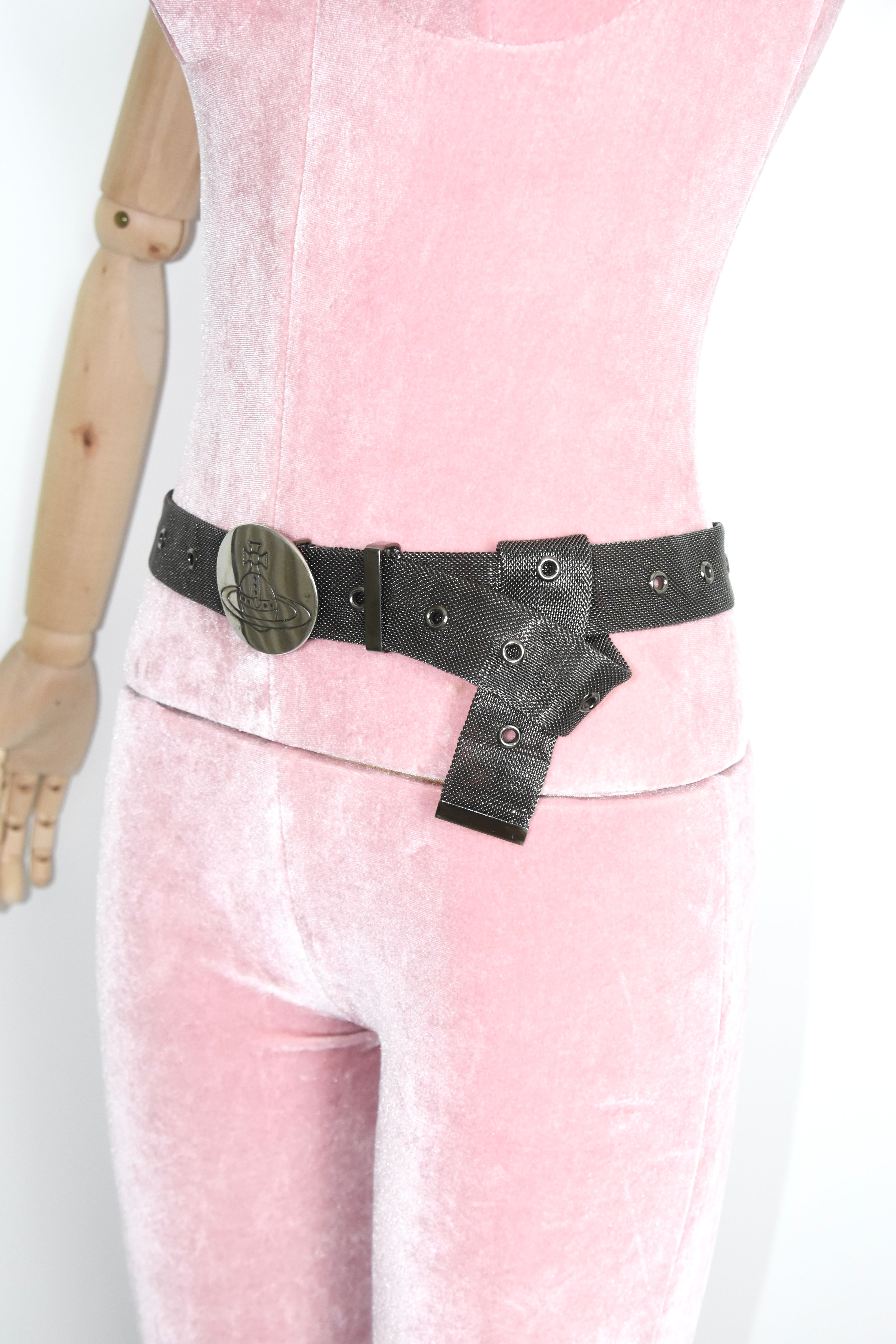 Vivienne Westwood Orb Buckle Metal Mesh Belt – Rare Vintage Punk Archive Piece