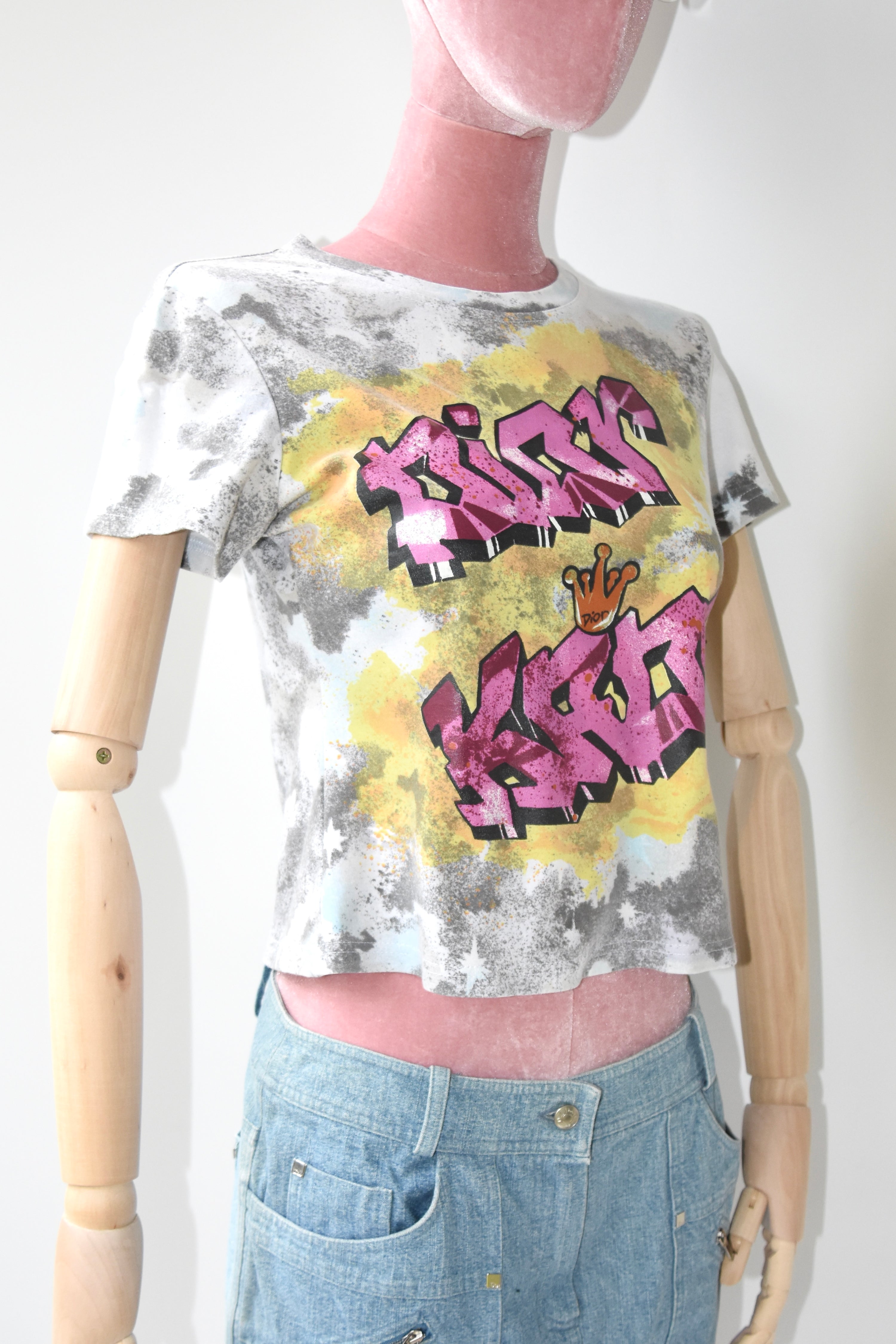 Christian Dior by John Galliano “Dior KISS” Graffiti Baby Tee (Rare Y2K Street Art Archive)