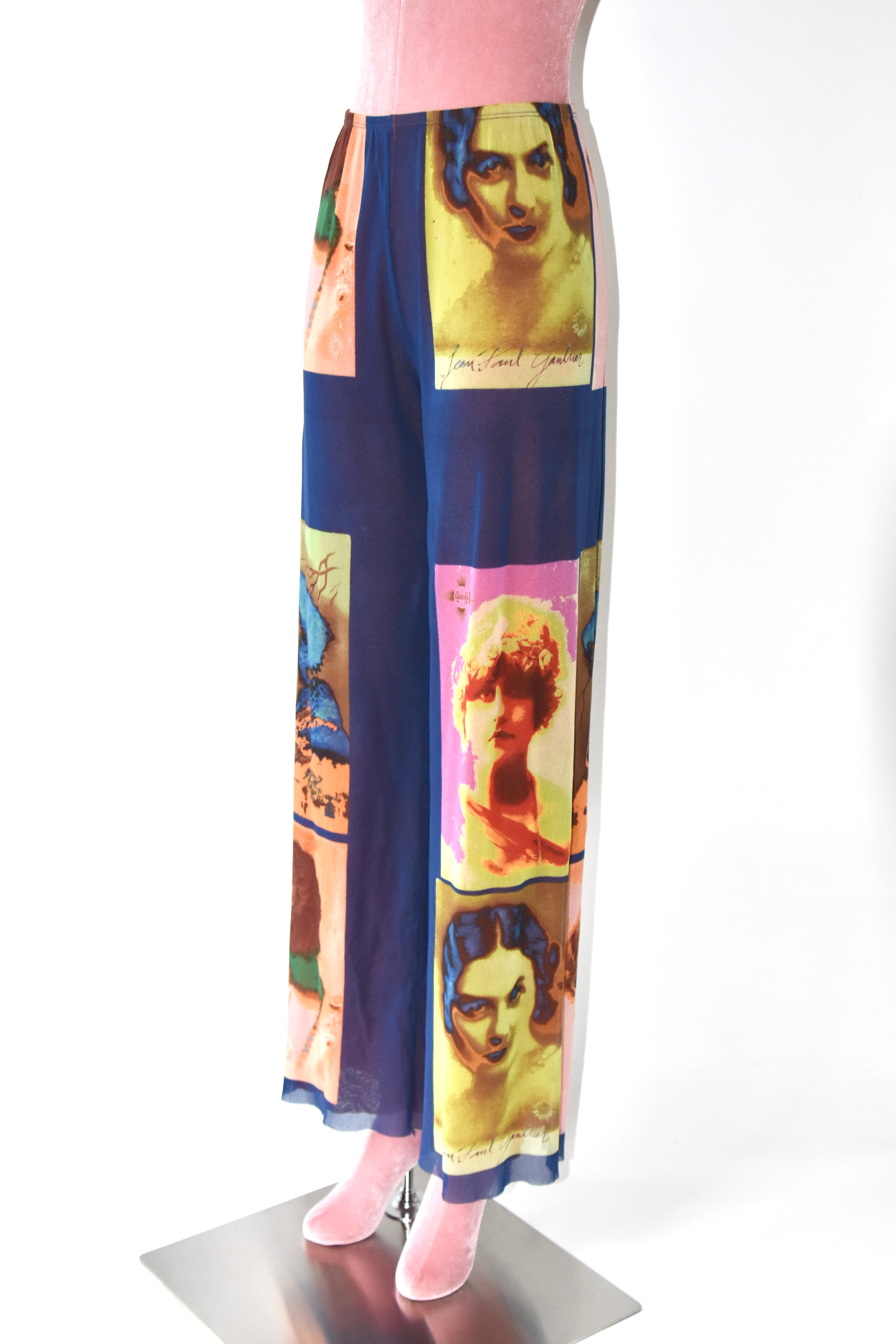 Jean Paul Gaultier S/S 2002 “Portrait Print” Mesh Trousers