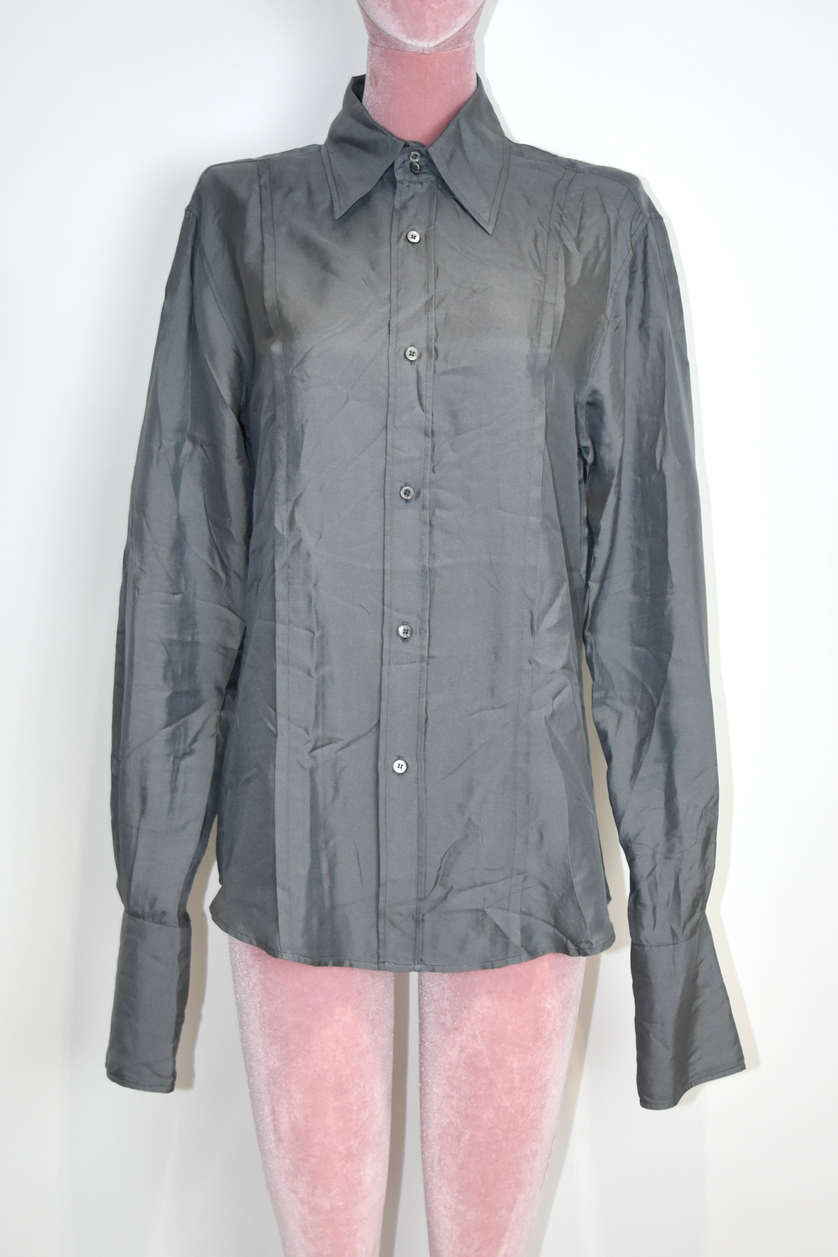 Gucci by Tom Ford 1990s–Early 2000s Grey Silk Tailored Shirt – Archive Minimalist Runway Era Piece