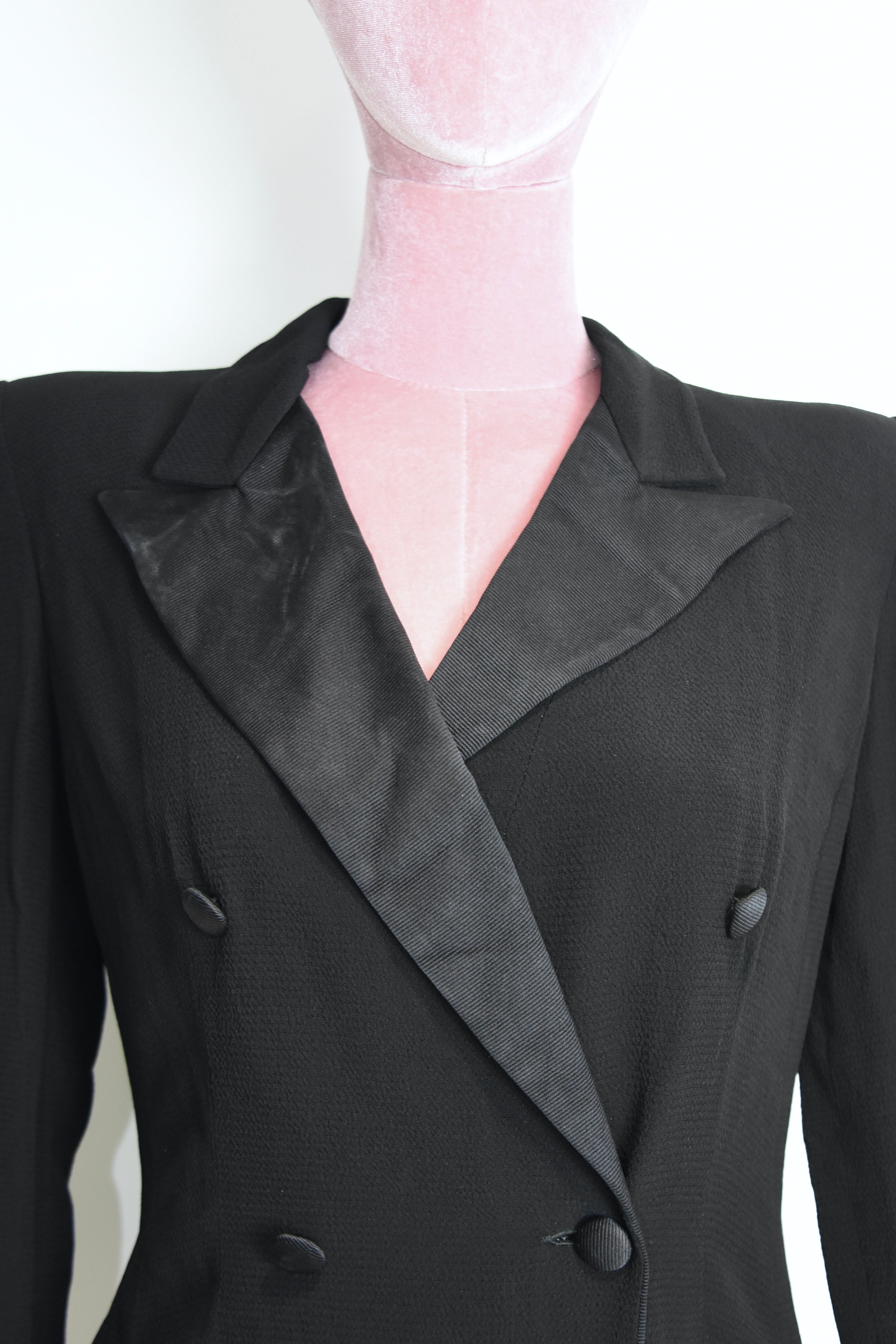Giorgio Armani Double-Breasted Tailored Blazer Dress – Black Minimalist Power Suit Archive Piece