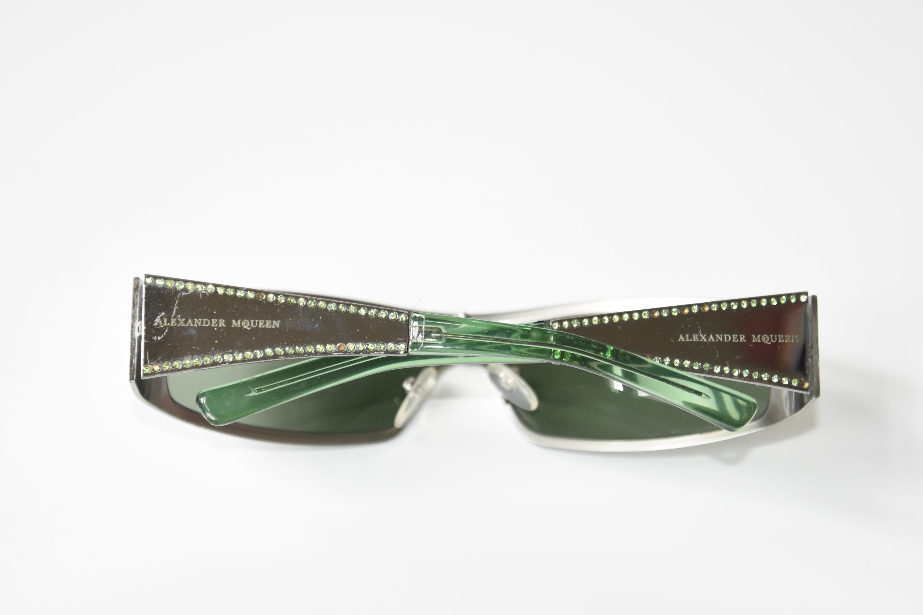 Alexander McQueen Holographic Crystal-Studded Visor Sunglasses