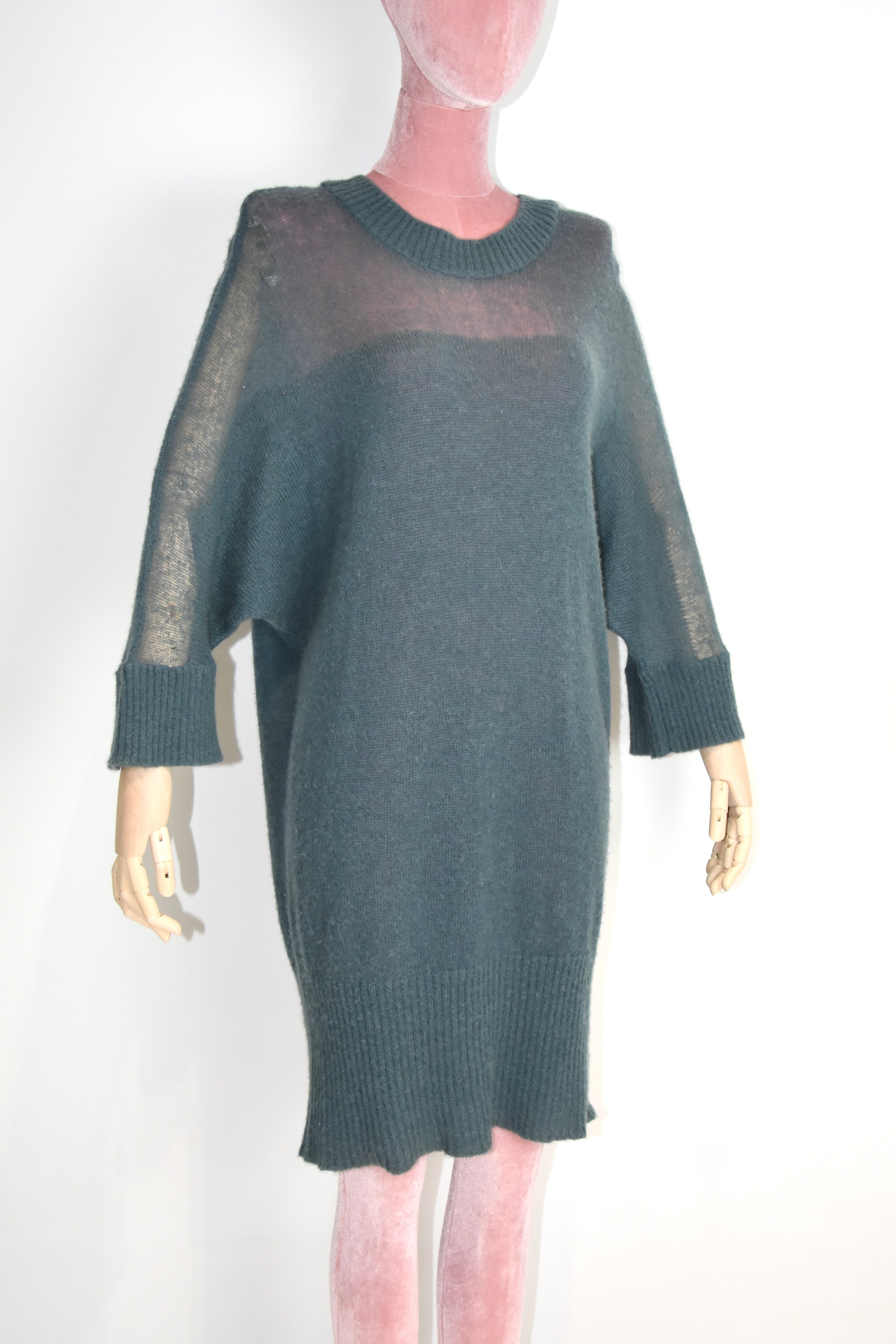 MM6 Draped Mist-Blue Knit Dress
