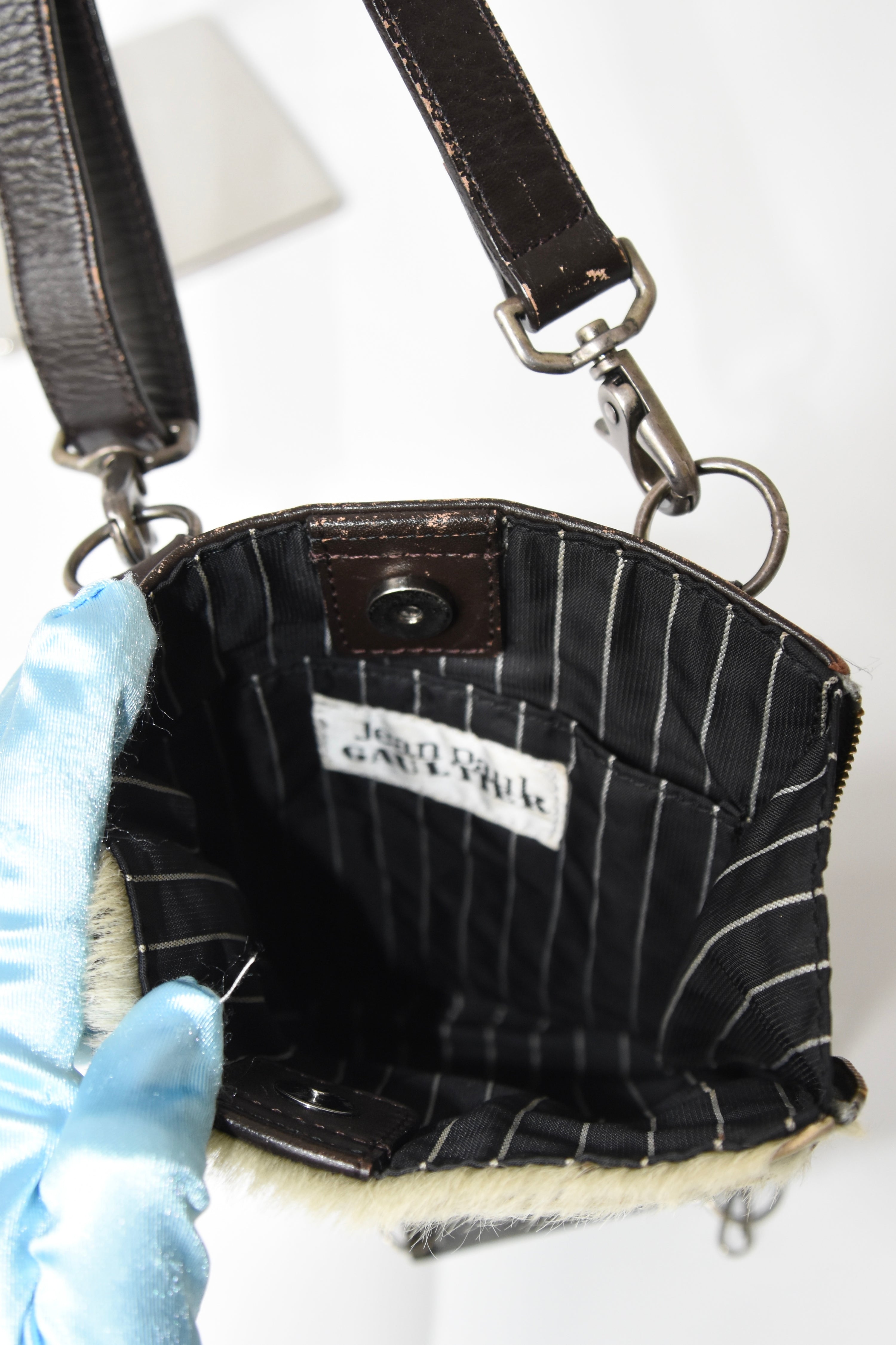 Jean Paul Gaultier Embossed Dragon Pony Hair Shoulder Bag