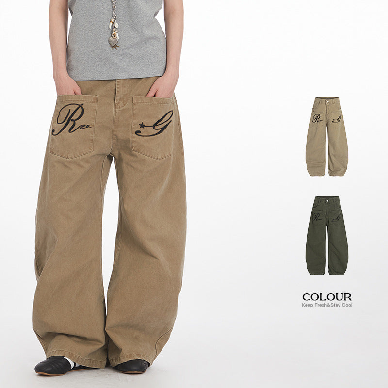 Retro Niche High Waist Loose Jeans Unisex Straight Blade Casual Pants