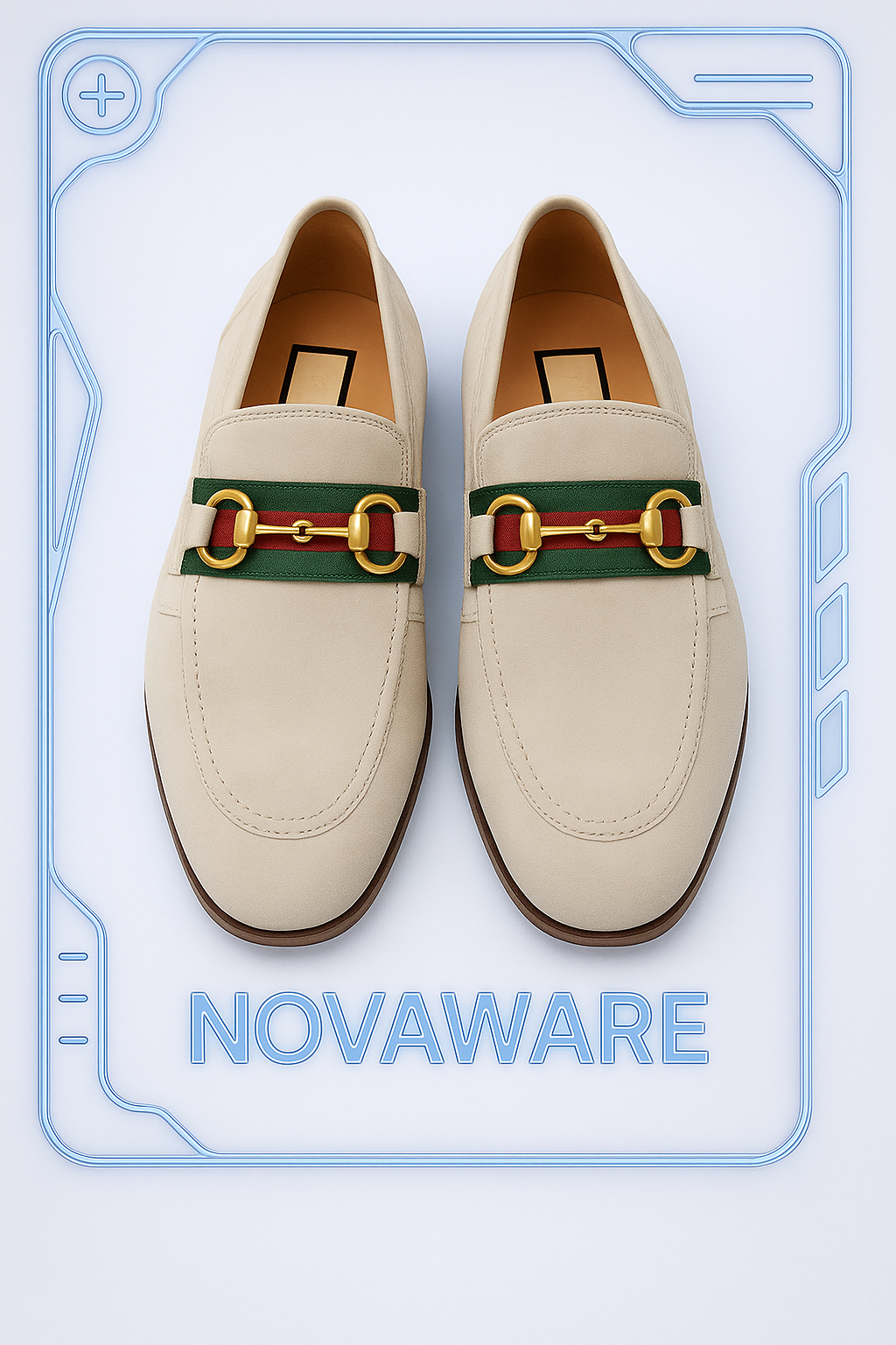 Gucci × adidas Horsebit Loafer – Beige Suede with Web & Trefoil Heel