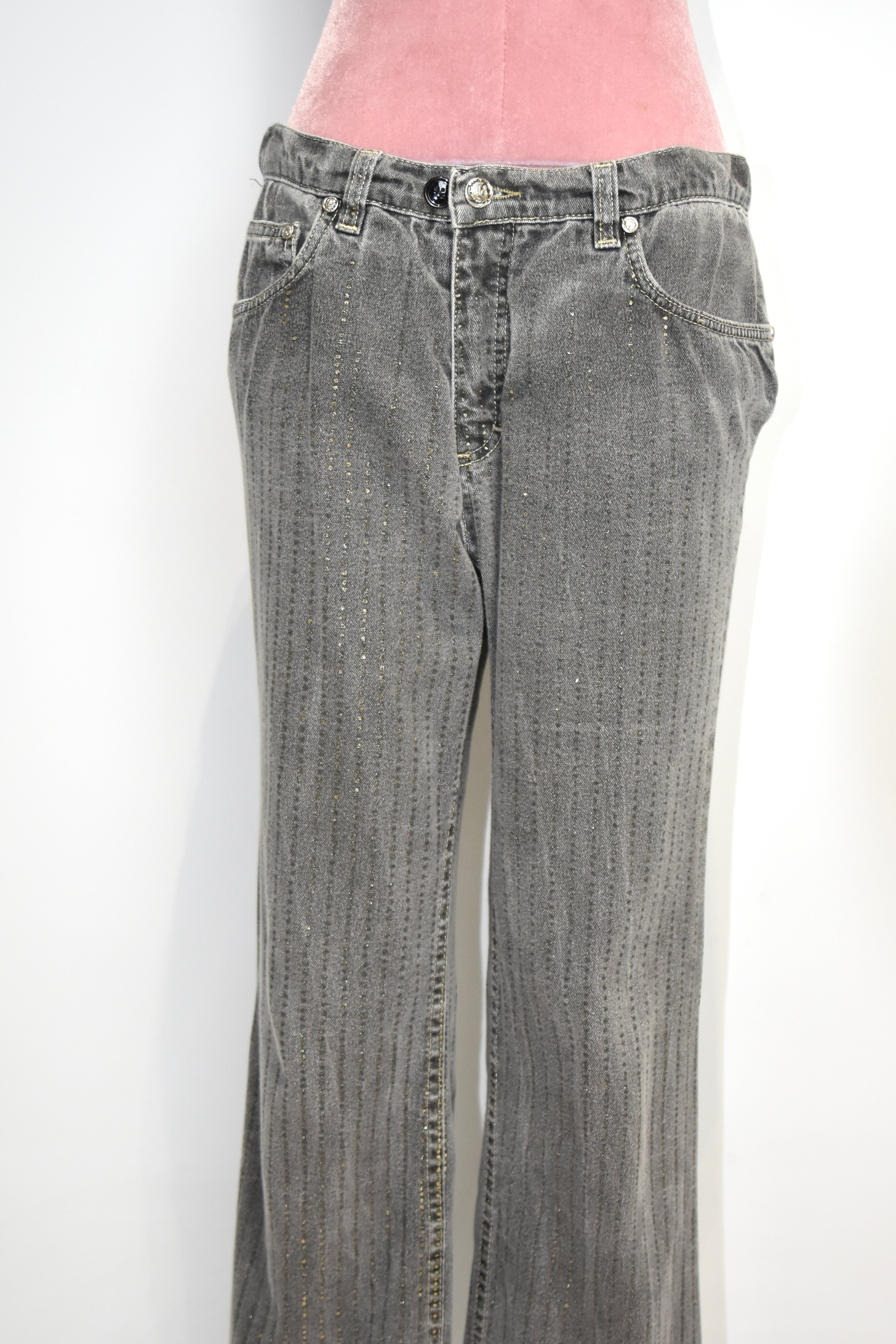 Roberto Cavalli Vintage Glitter-Flecked Grey Jeans