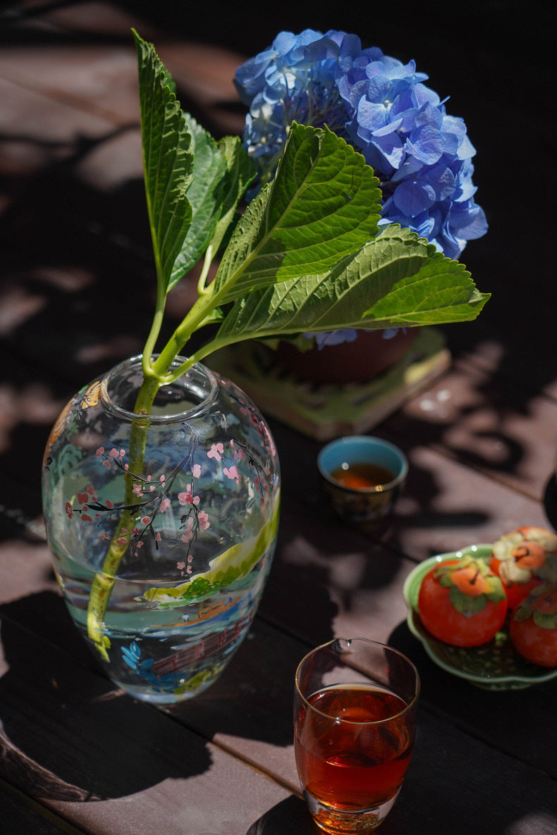 Decor“Jiangnan Spring”Shop Owner's Private Collection Vase Venice Collection Glass Ornament Living Room New Chinese Style