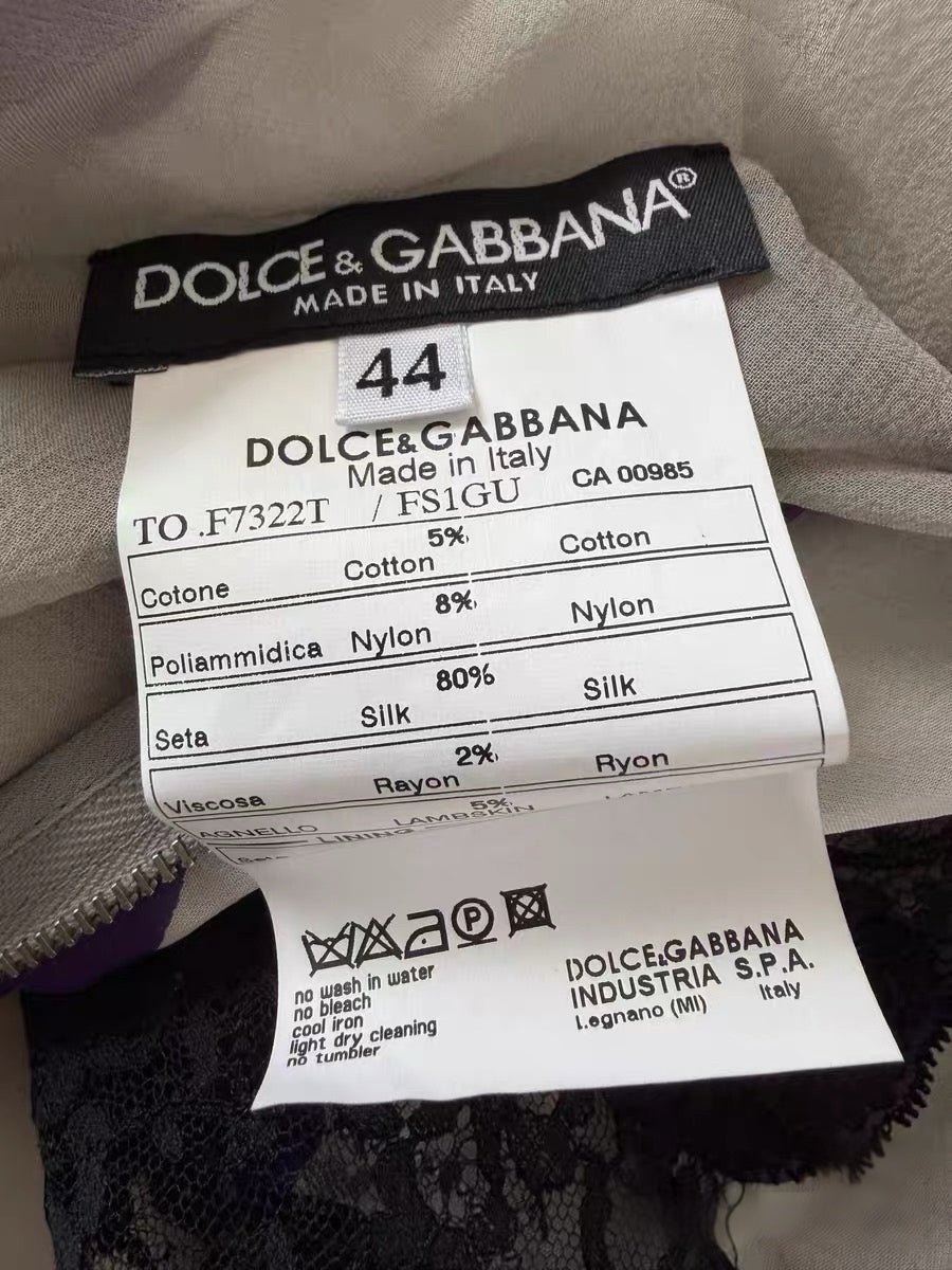 DOLCE & GABBANA Vintage Purple Polka-Dot Silk Lace Camisole Top