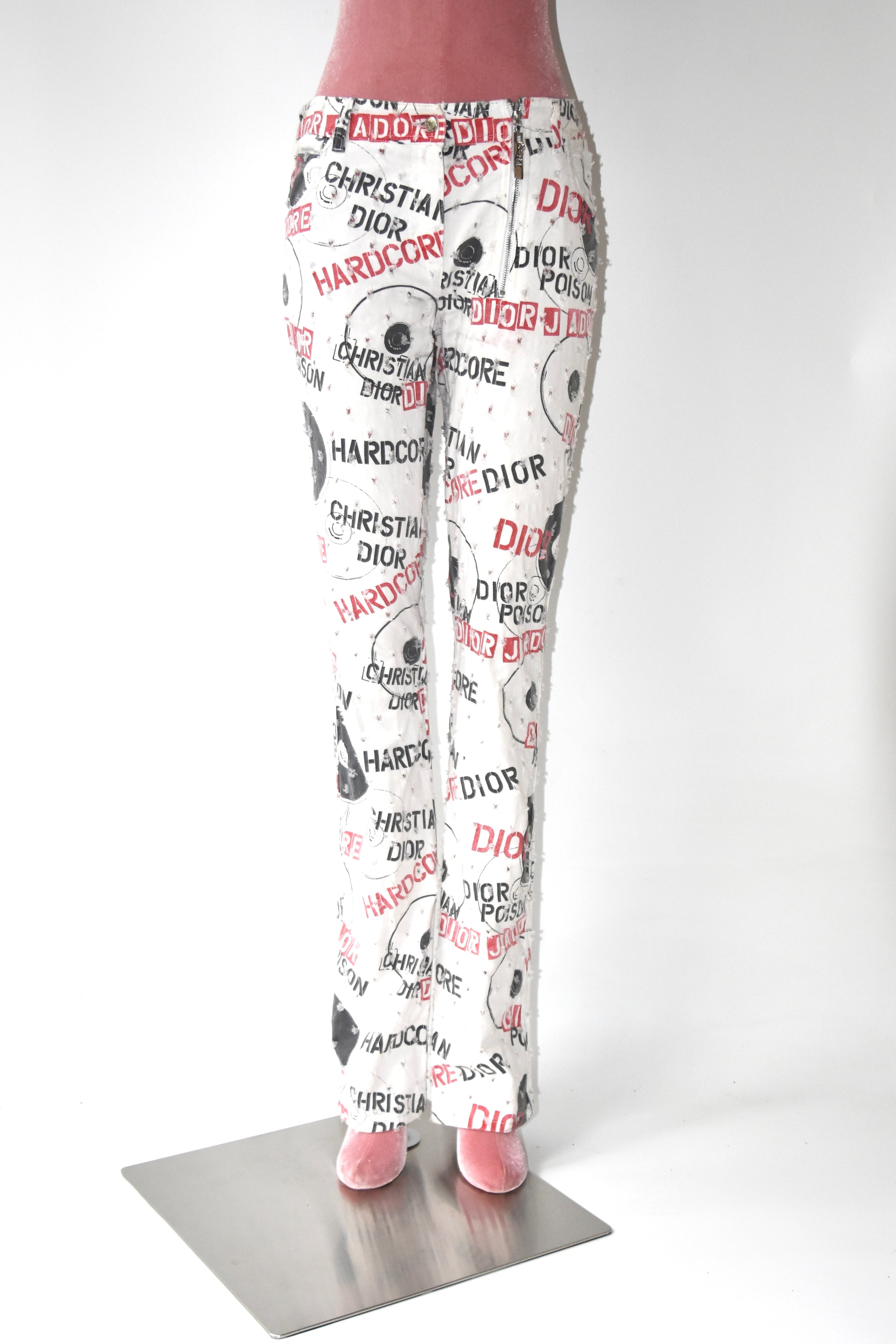 Christian Dior by John Galliano “Hardcore Dior” Graffiti Logo Print Pants – Early 2000s Punk Archive Collector Piece